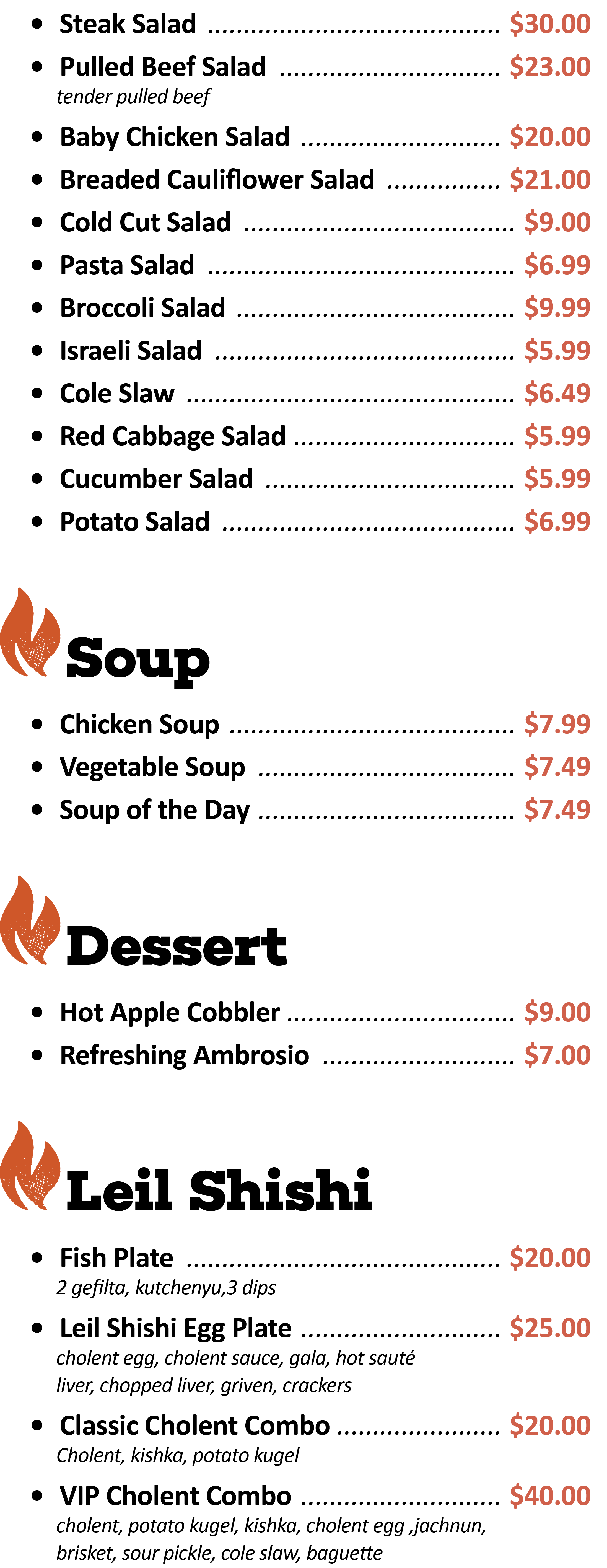 MENU — Zaftig Restaurant & Takeout