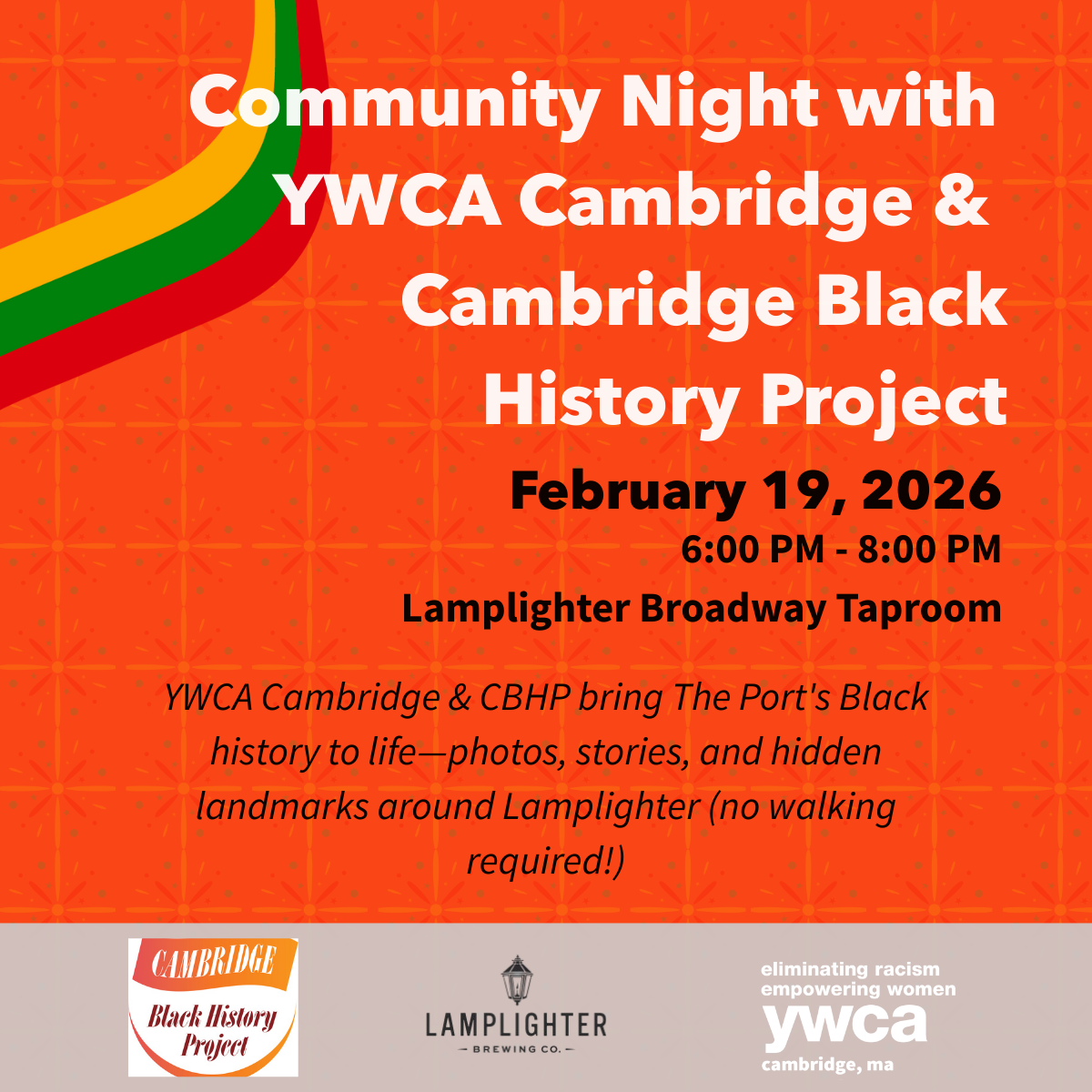 Community Night with YWCA Cambridge and Cambridge Black History Project