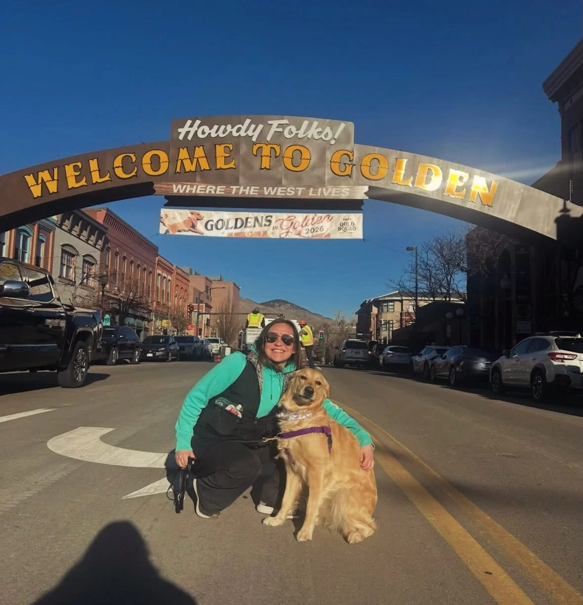 Stacie &amp; Lowa took a Colorado road trip to experience the Golden festival!! ❄️🏔️🐾💛