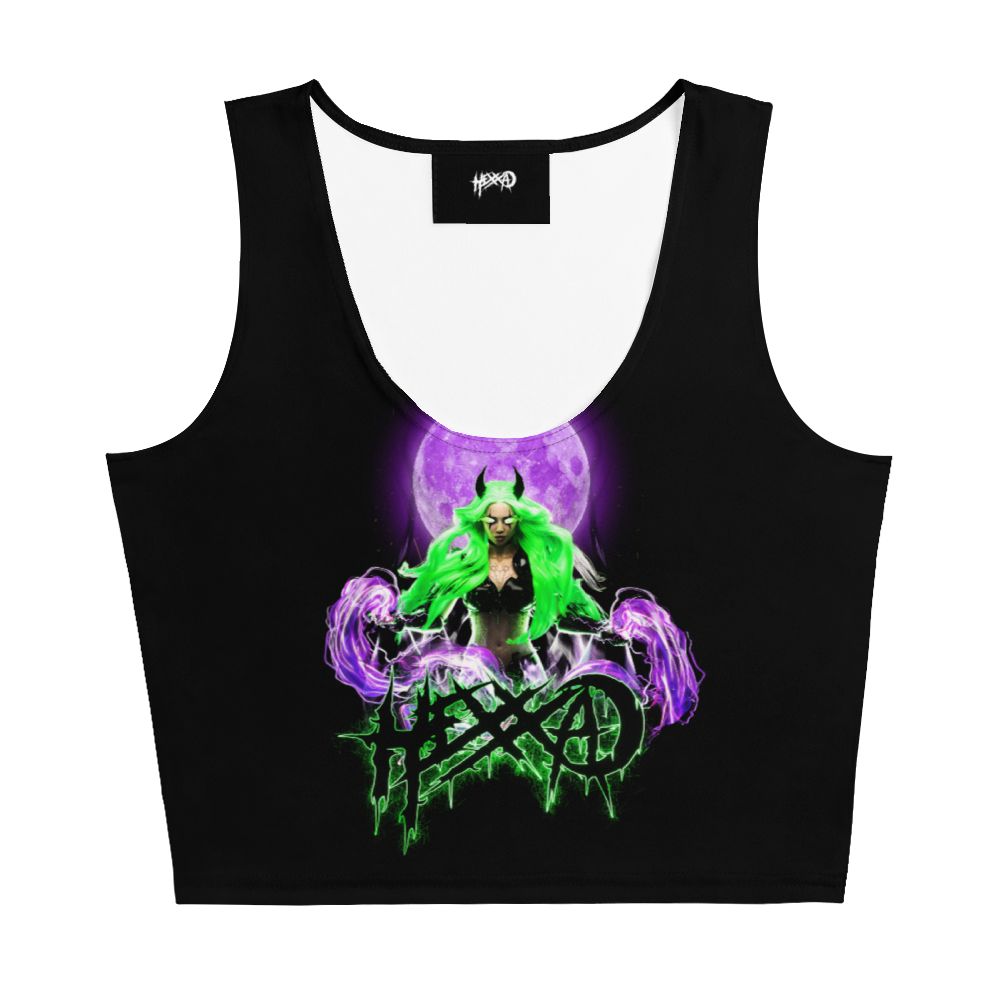 Green & Purple Crop Top Back