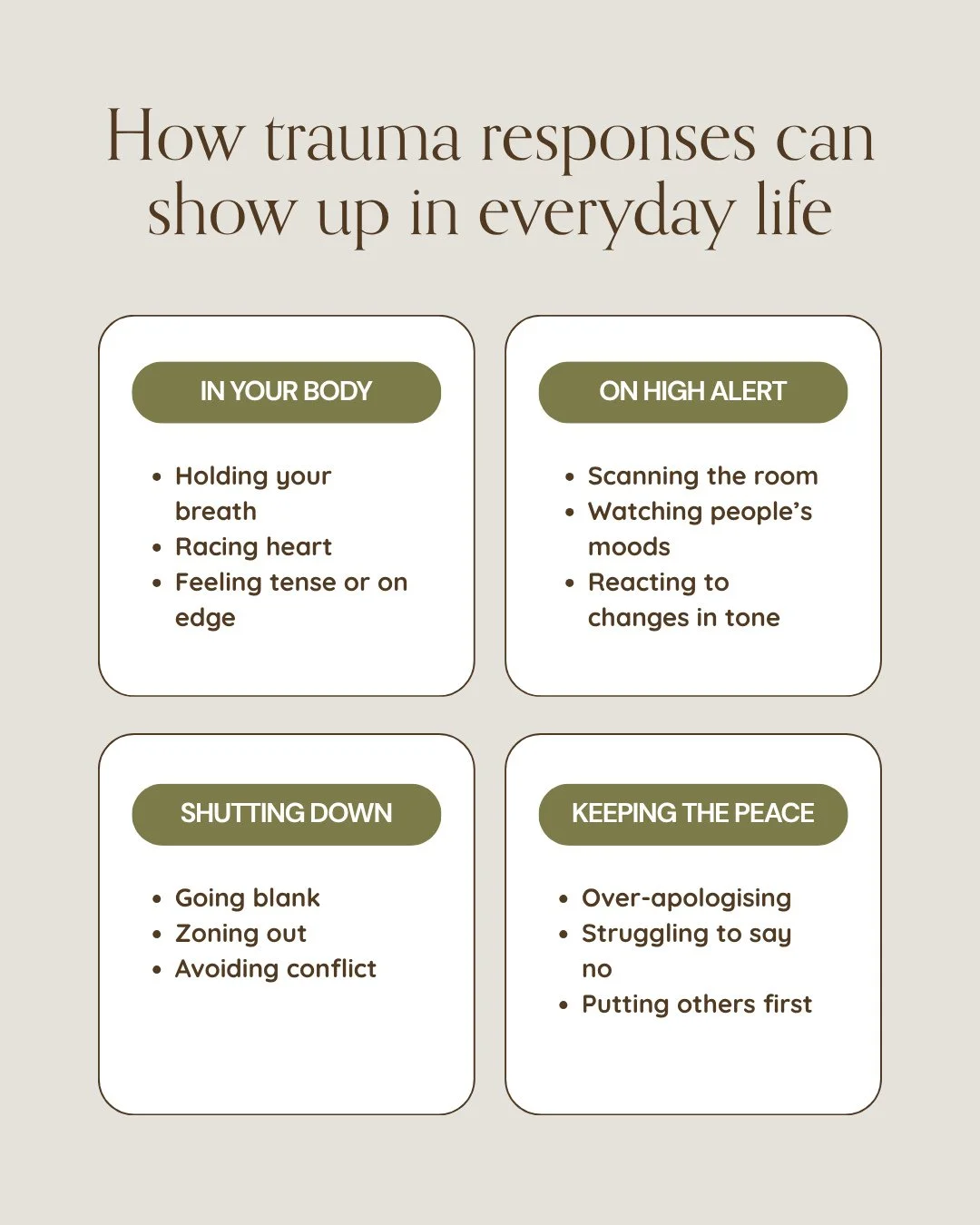 Trauma doesn't always look like flashbacks or crying in the shower. A lot of the time it shows up in the small, everyday moments we barely notice.⁠
⁠
More often, it's tucked into the habits and routines that let us keep functioning. ⁠
⁠
The coping me