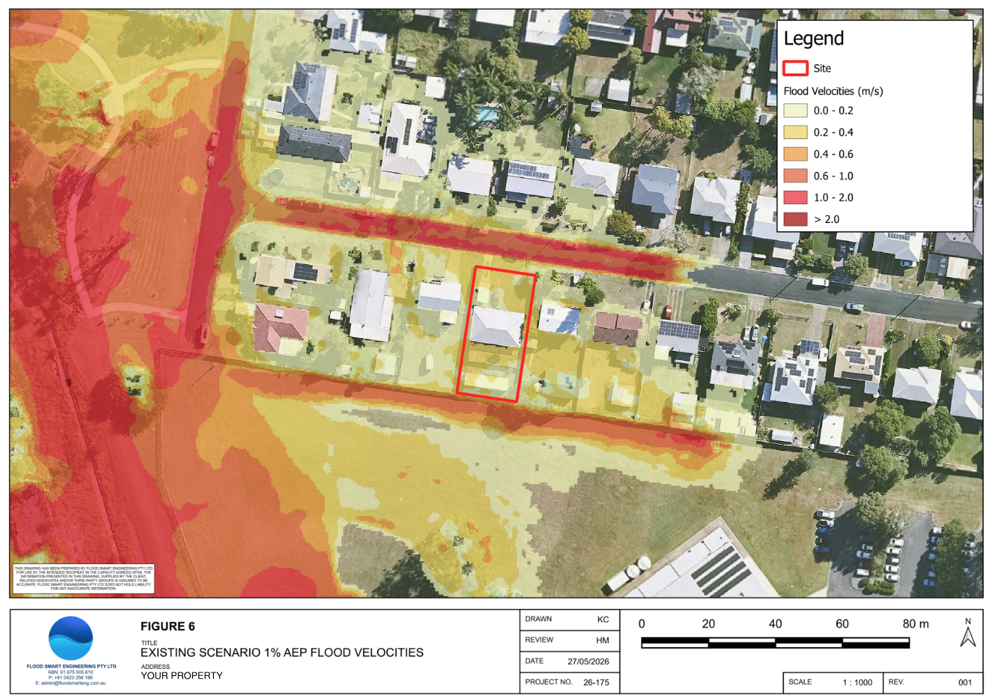 TUFLOW hydraulic model flood velocity mapping results