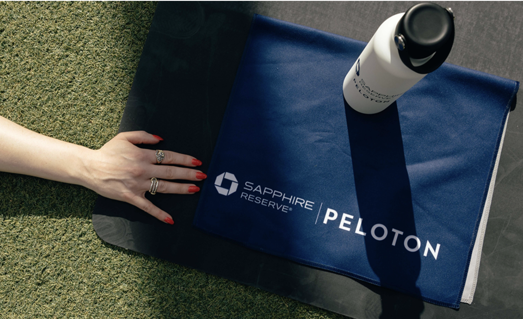 Chase Sapphire Reserve and Peloton mat from the Miami Grand Prix race-week activation