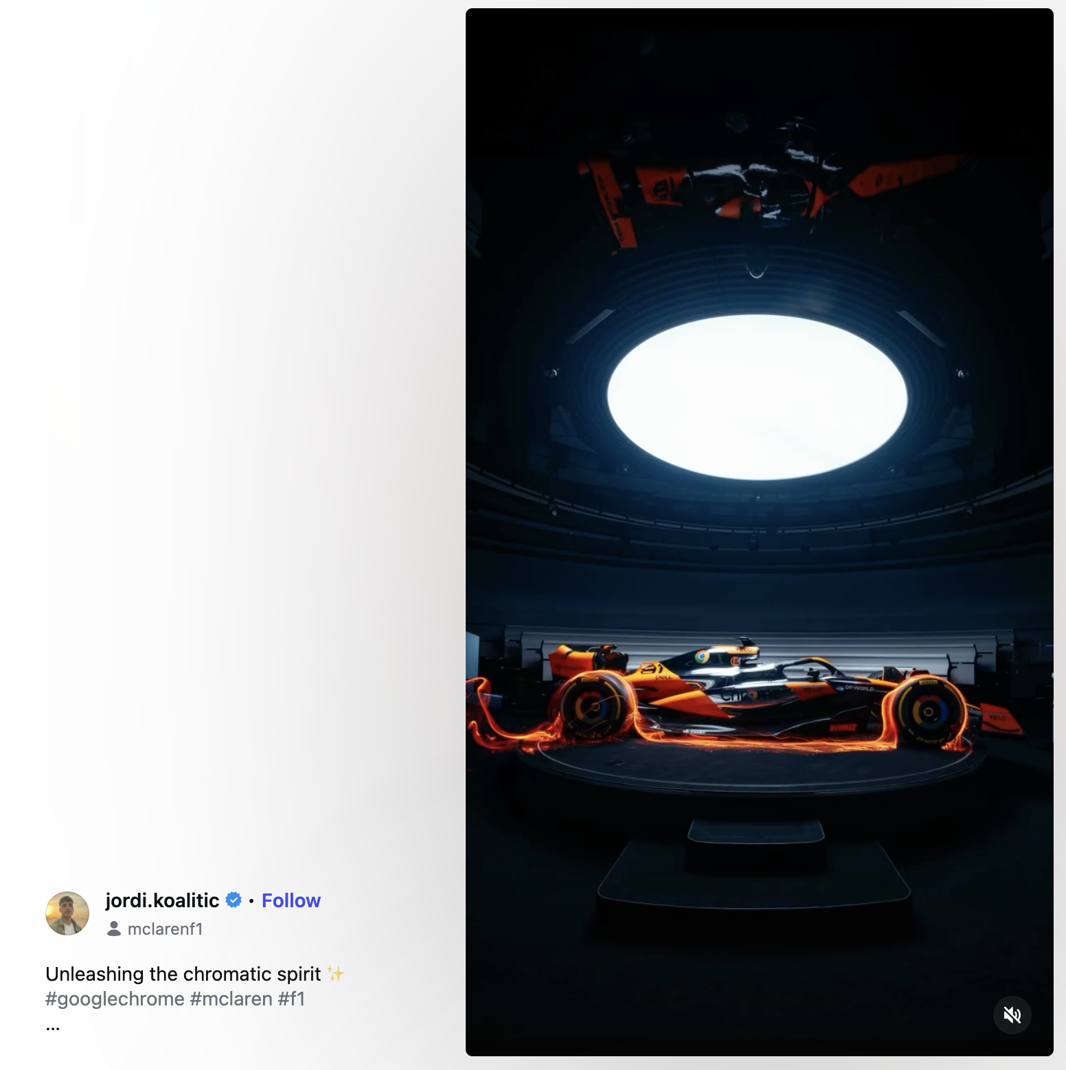 McLaren Chrome F1 car photographed by Jordi Koalitic for the 2024 United States Grand Prix