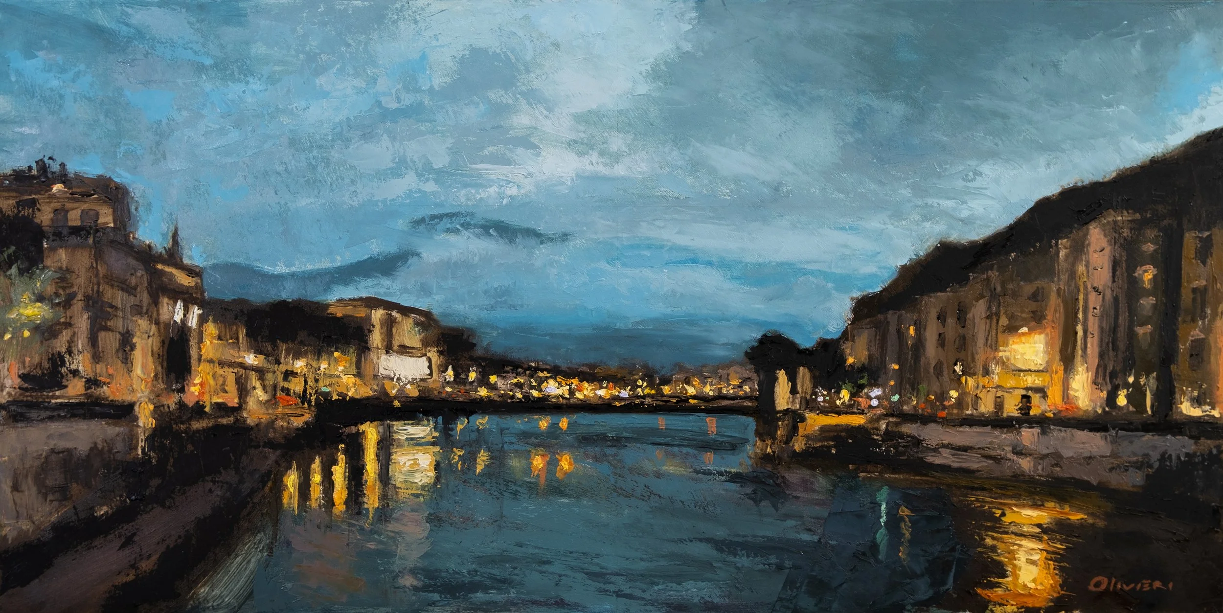 "Une éclaircie sur les quais" - 30x60 cm - huile sur bois (Vendu)