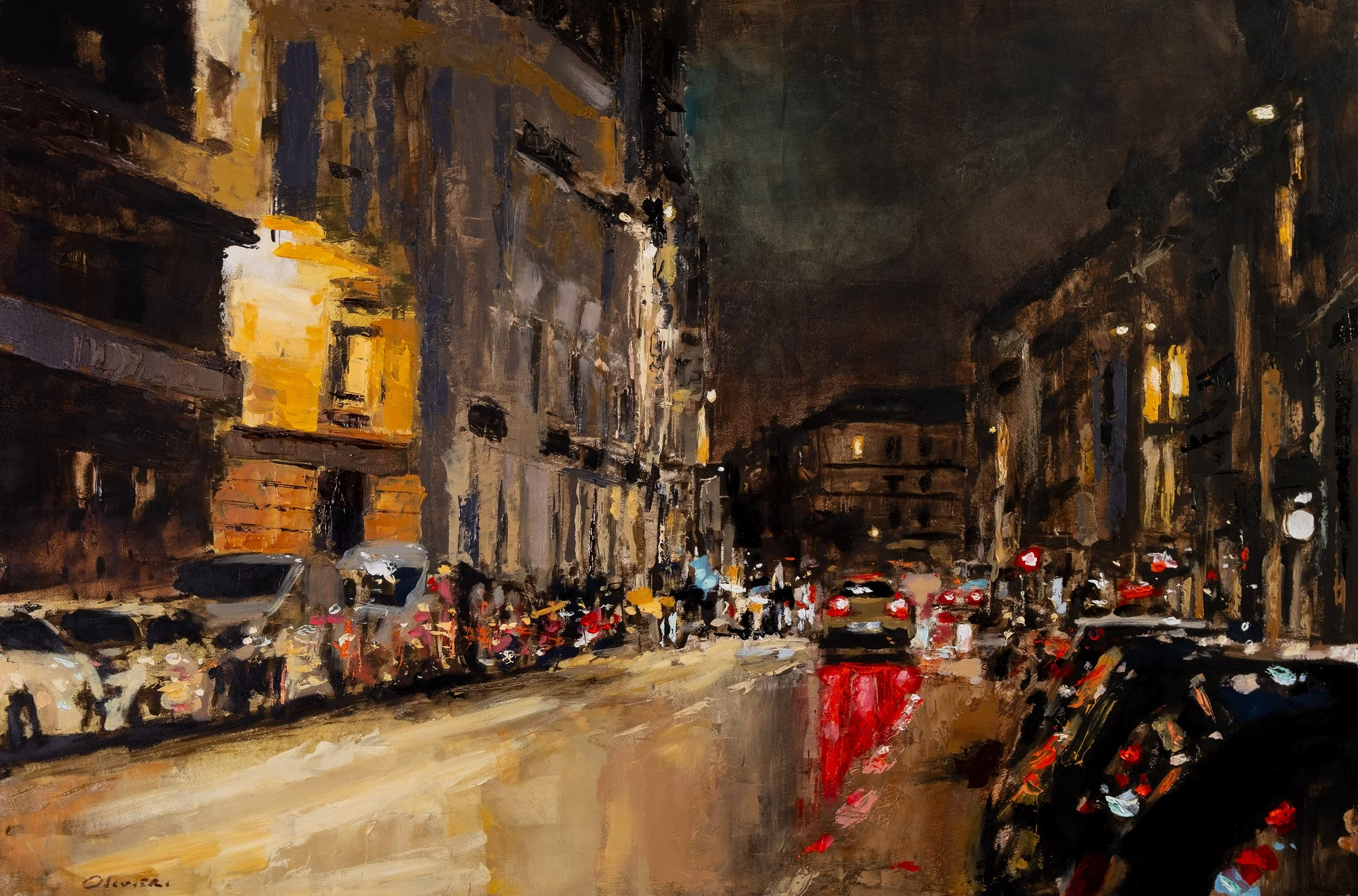 "Soir de pluie à Championnet" - 40x60 cm - huile sur bois