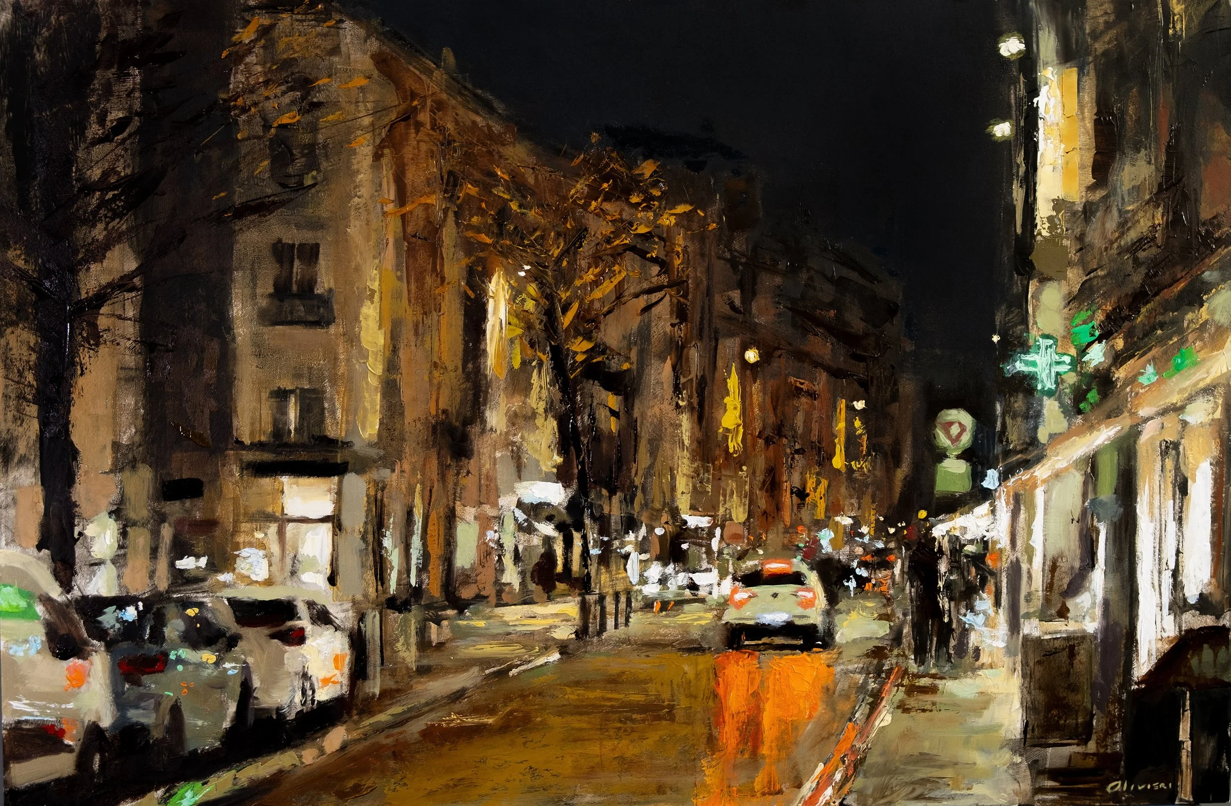 "Soir de pluie à Championnet #2" - 40x60 cm - huile sur bois