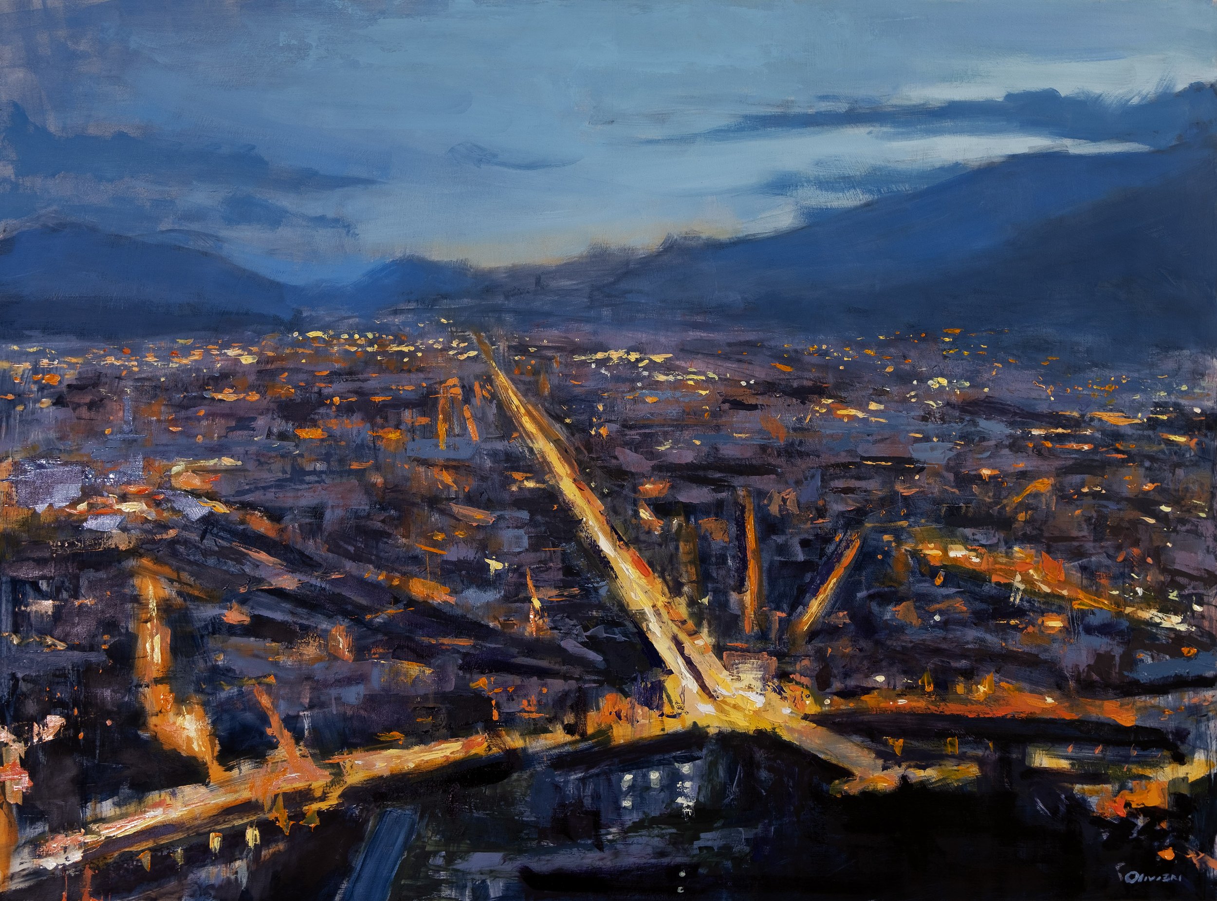 "Grenoble #2" - 59,5x80 cm - huile sur bois