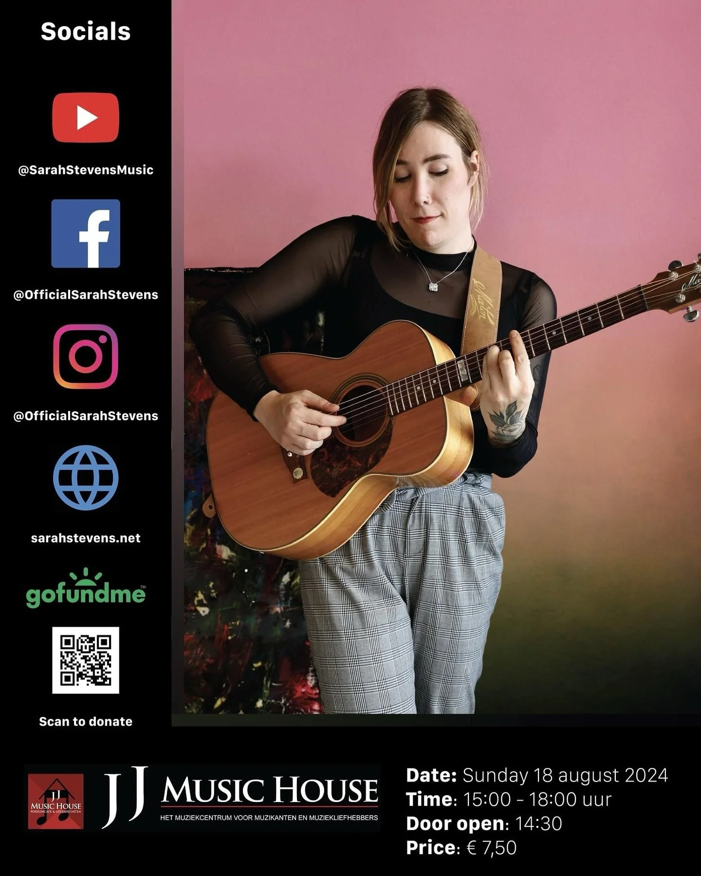 Hej There!

On august 18th I will be performing at JJ MusicHouse!
It would be amazing to meet you there and share my music with you.

https://jjmusichouse.nl/events/live-op-t-terras-68/