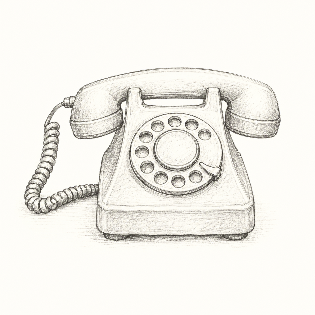 Pencil sketch of a vintage telephone representing the first stage of the Fox & Bear design process, where every project starts with a conversation.