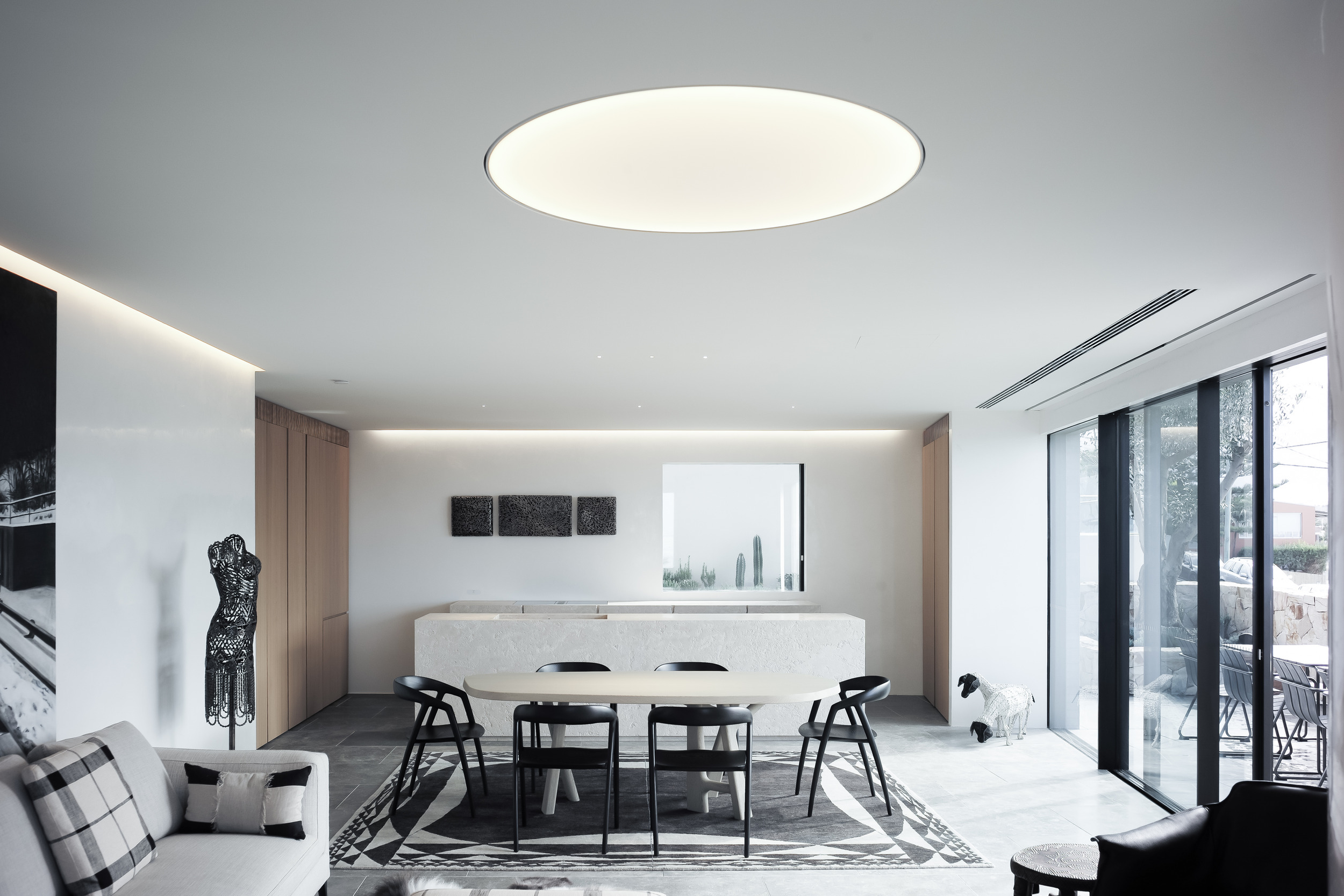 Kitchen Bar Large Round Circle Shape Custom Bespoke LED Lighting Stretch Diffuser Ceiling