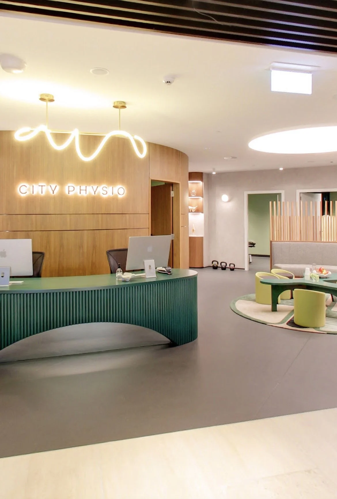Physio Office Large Round Circle Shape Custom Bespoke LED Lighting Stretch Diffuser Ceiling