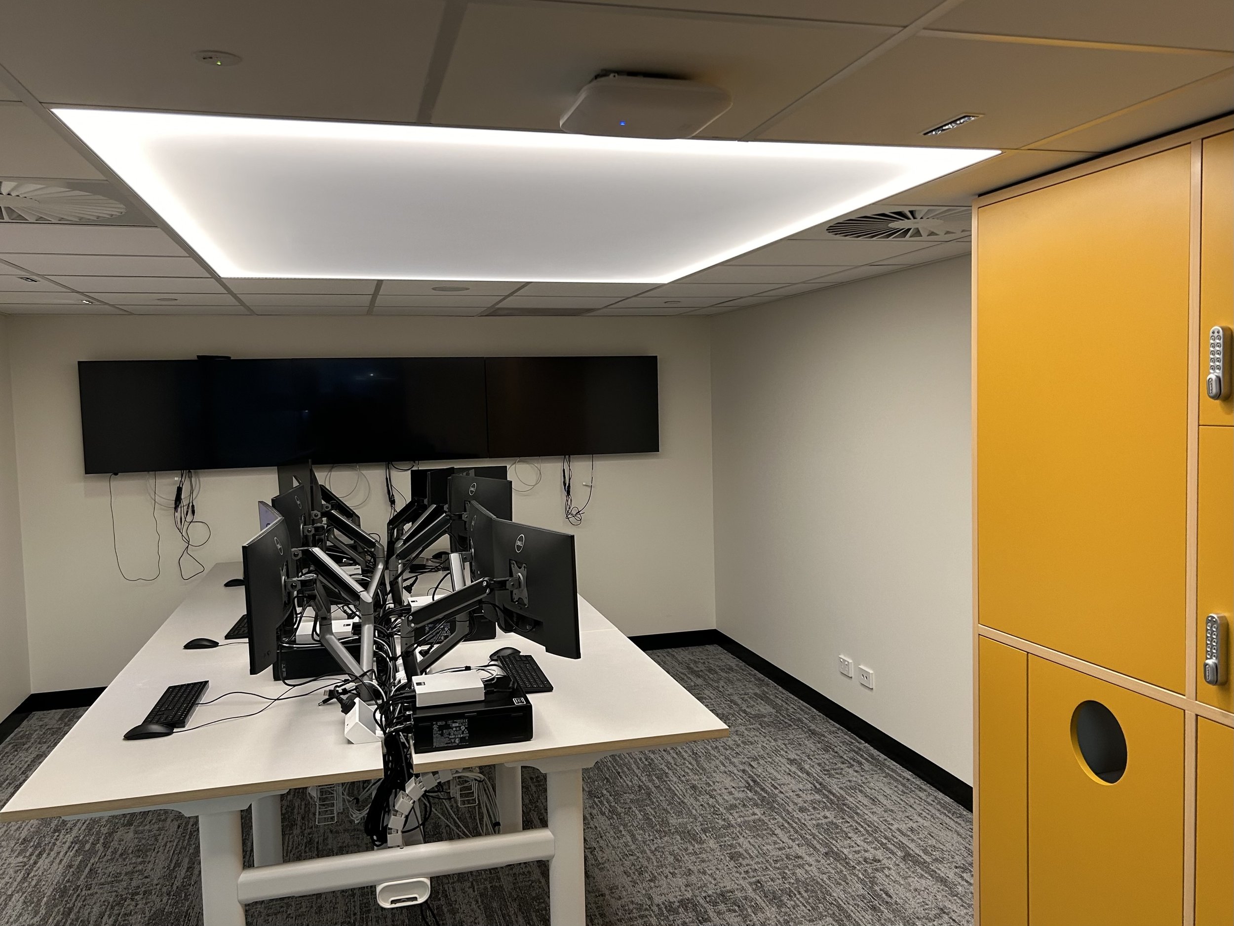 Office Large Rectangle Shape Custom Bespoke LED Lighting Stretch Diffuser Grid Ceiling