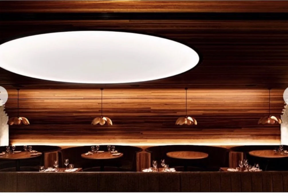 Restaurant Large Round Circle Shape Custom Bespoke LED Lighting Stretch Diffuser Ceiling