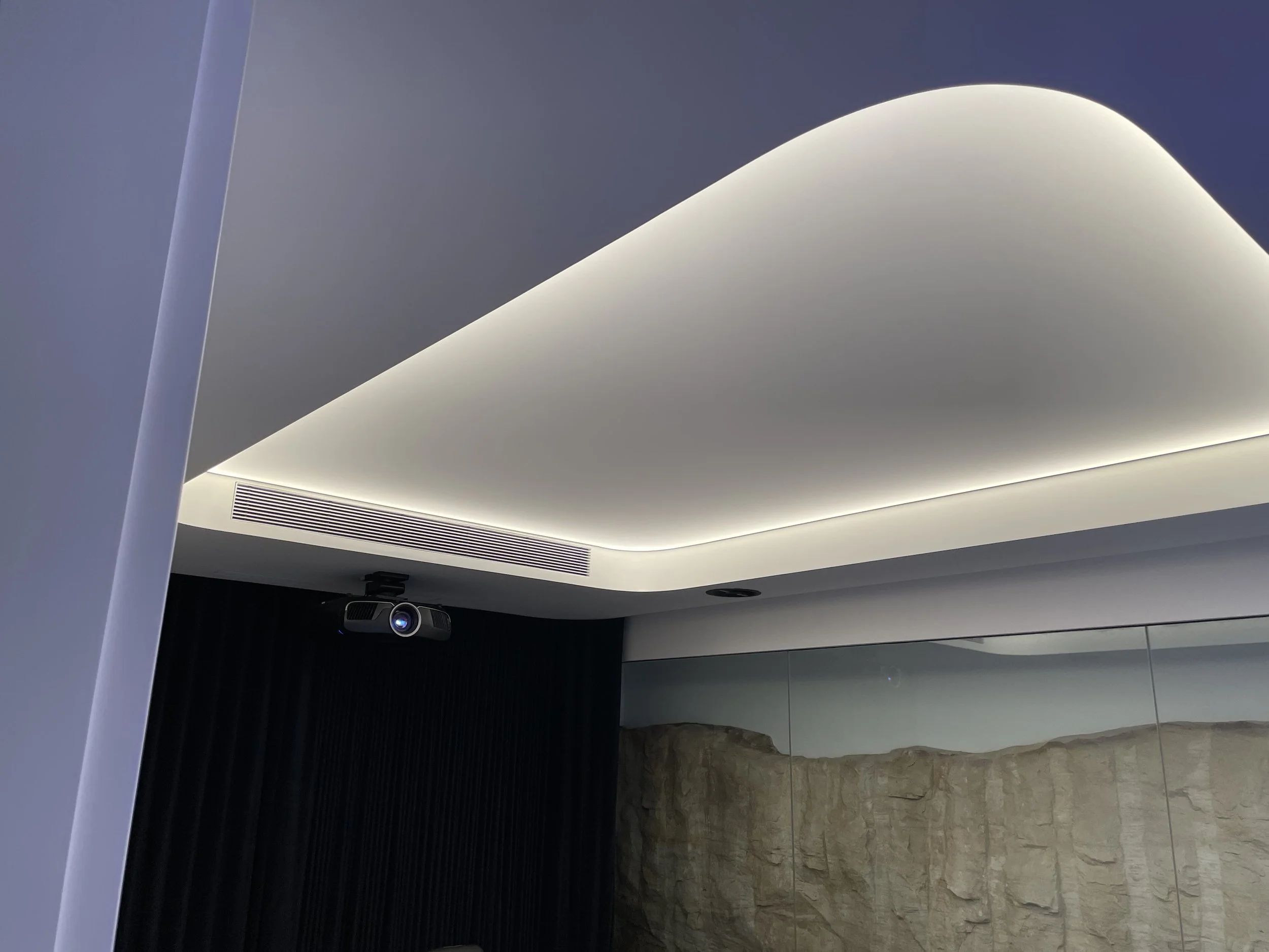 Theatre Room Large Rectangular  Shape Custom Bespoke LED Lighting Stretch Diffuser Ceiling