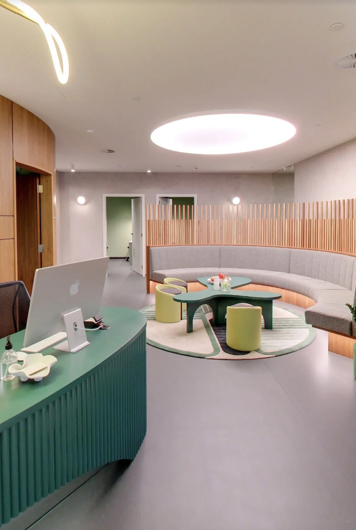 Physio Office Large Round Circle Shape Custom Bespoke LED Lighting Stretch Diffuser Ceiling