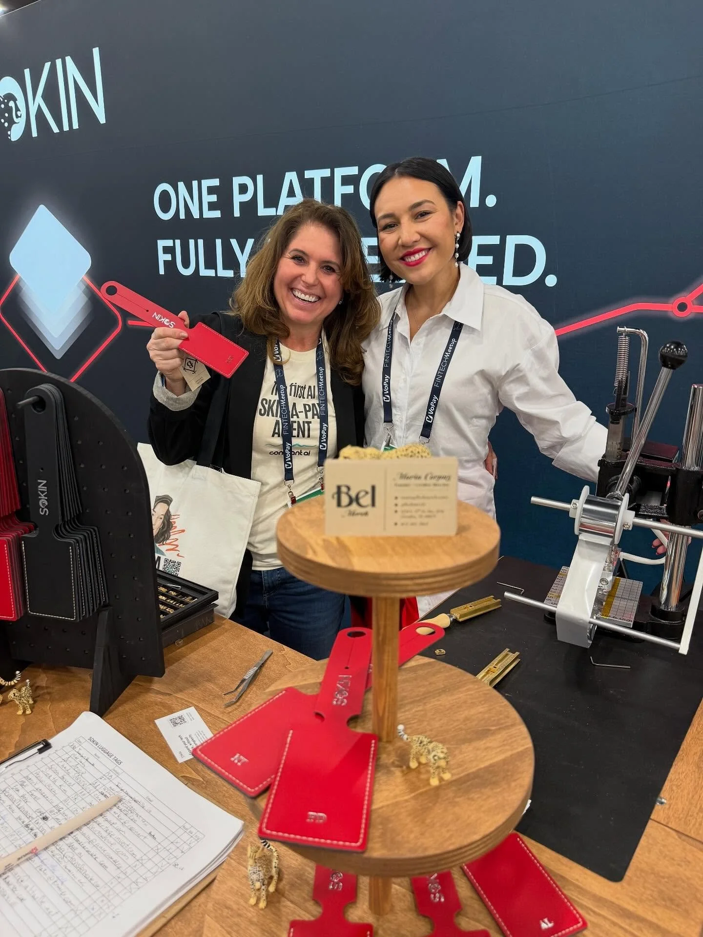 We are so excited to be invited by Sokin to the Fintech Meetup up in Las Vegas this year! We knew we had to do something impactful that folks would take home with them and actually use. So, we went with luggage tags that where we debossed with people