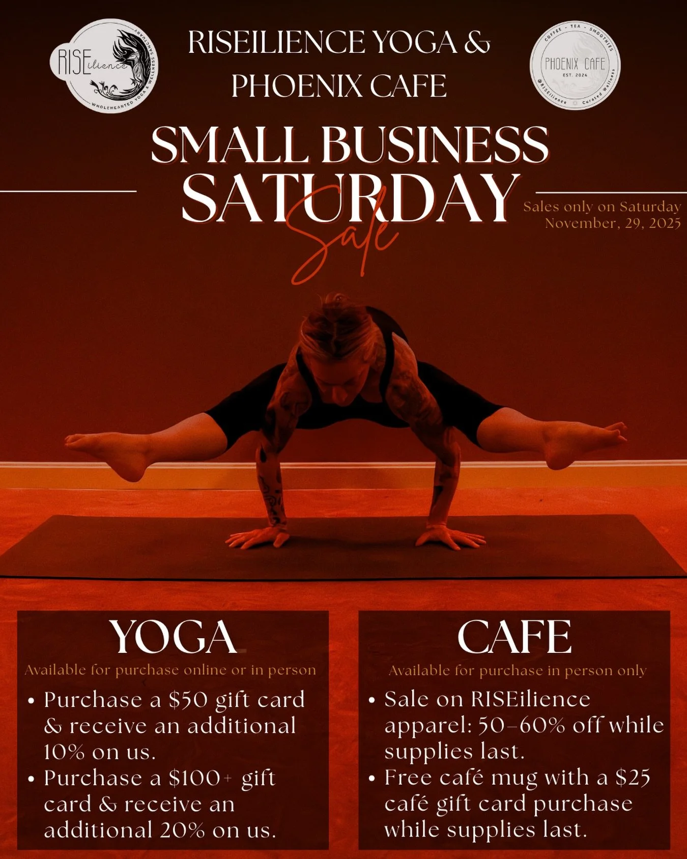 Small Business Saturday at RISEilience is more than just a sale- it&rsquo;s an invitation to invest in yourself. And when you invest in yourself, you invest in us- allowing us to return that support through meaningful savings and intentional offering