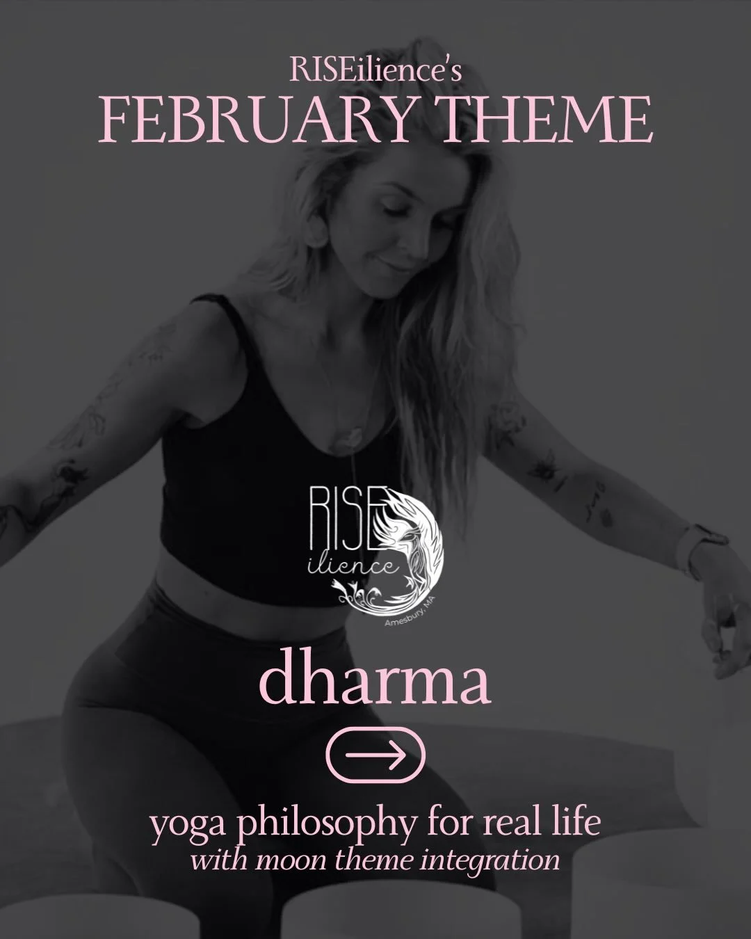 Introducing our February theme: dharma. 

I&rsquo;ve always like the analogy of: dharma is like figuring out your superpower and then using that superpower to better the world. 

Our dharma here at RISEilience is healing and connecting the community.