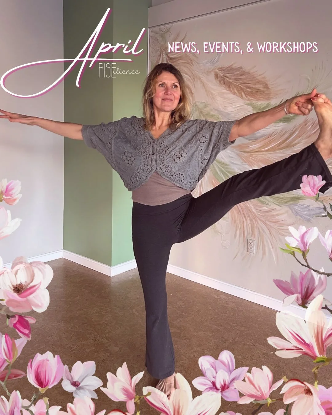 Spring is in the air at RISEilience ☕️🧘&zwj;♀️ We have some awesome things blooming this month- including a fun new Bingo Challenge to keep you inspired. Take a breath of fresh air and join our community for a class or workshop soon. Your spot at th