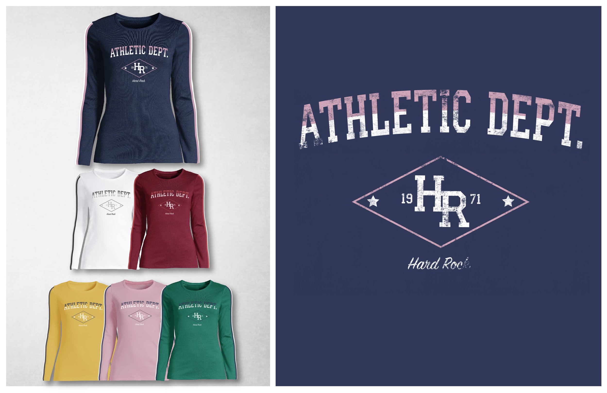 Hard Rock Varsity Long Sleeve Fitted Tee