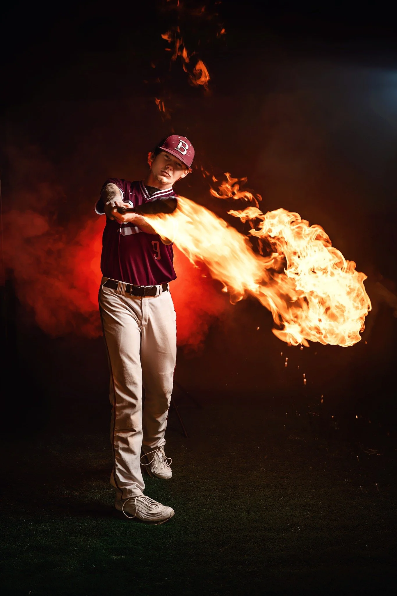 sports photographers in arkansas with smoke and fire.jpg