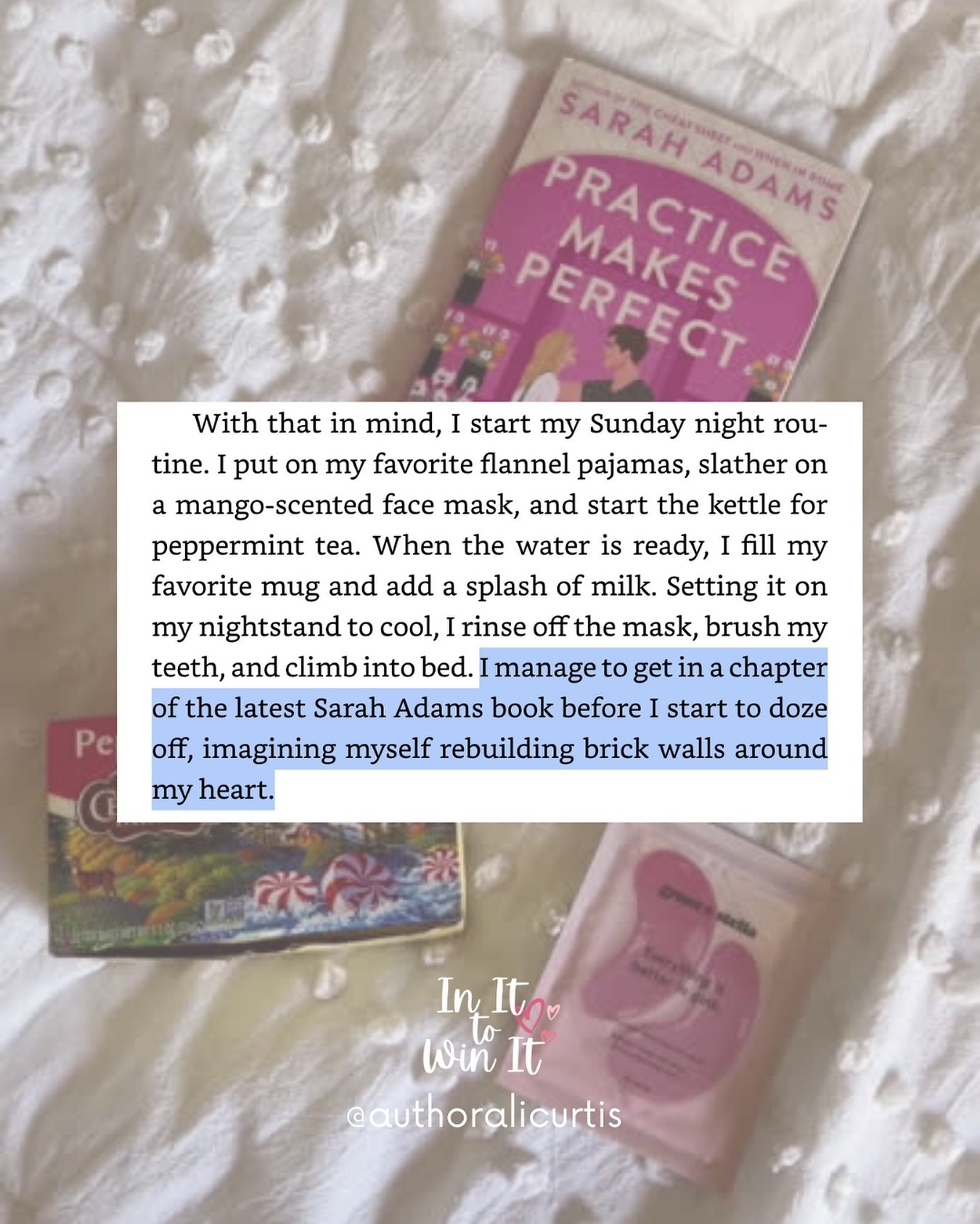 I personally love Sarah Adams novels and really enjoyed writing her books into my own!

Do you like seeing author or book cameos?