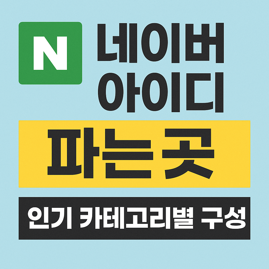네이버 아이디 파는곳 인기 카테고리별 구성 리스트 (2025 최신판)