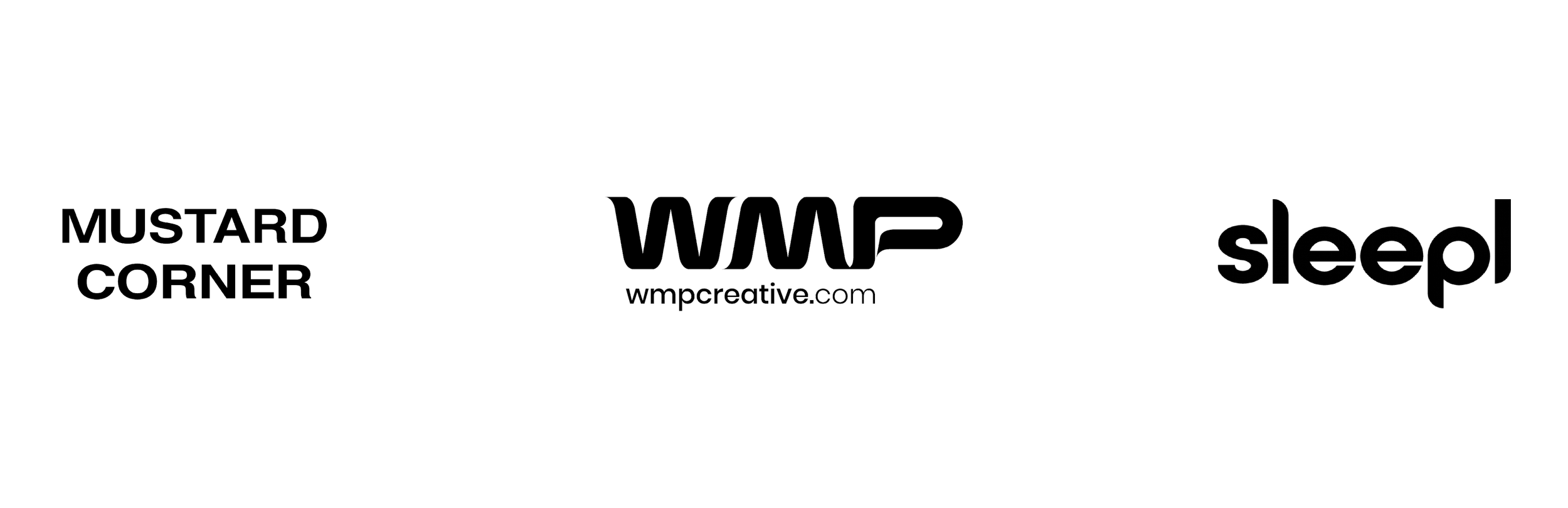 Black and white logo featuring three company names: V. Star Corn T., WMP (with website wmpcreative.com), and Seyo, all in stylized fonts.