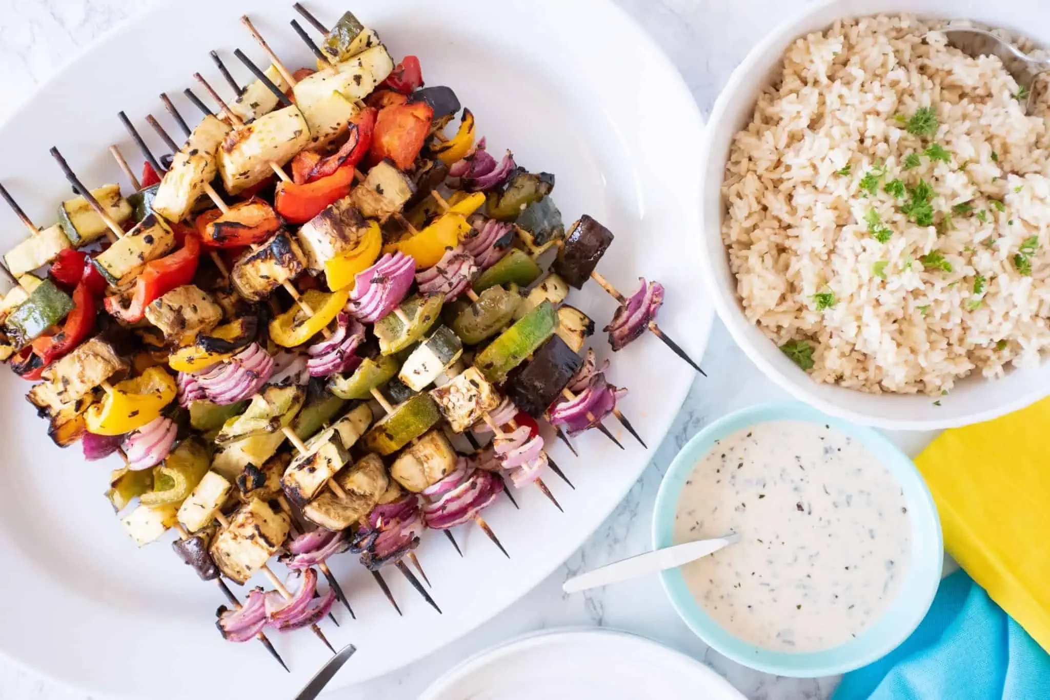 Mediterranean Vegetable Kabob Bowls //  3/19/26