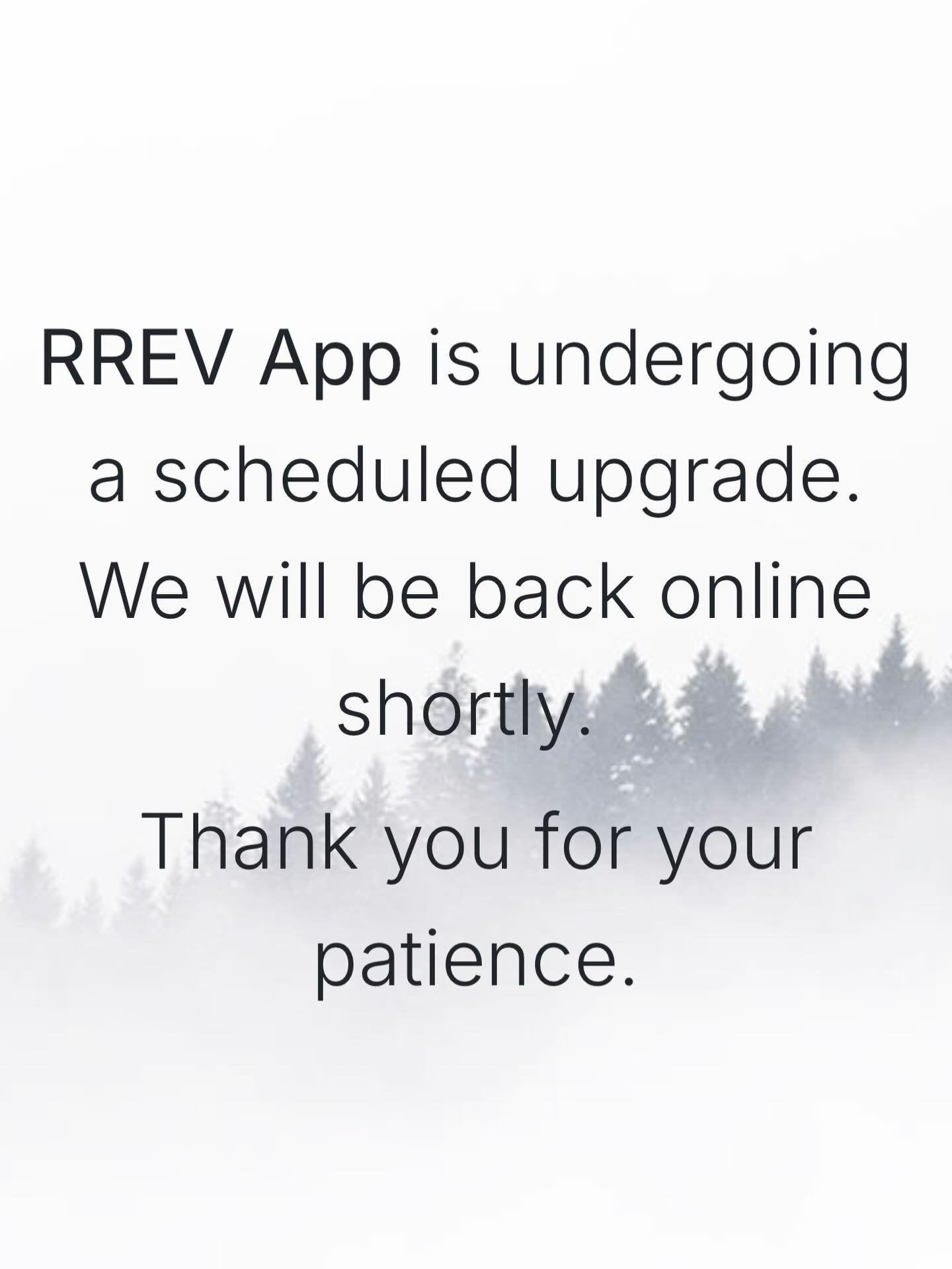 ⚠️ Quick Update

The RREV App is undergoing maintenance right now. We&rsquo;ll be back up and running shortly!

Thanks for your patience while we make things even better for you. 🚀