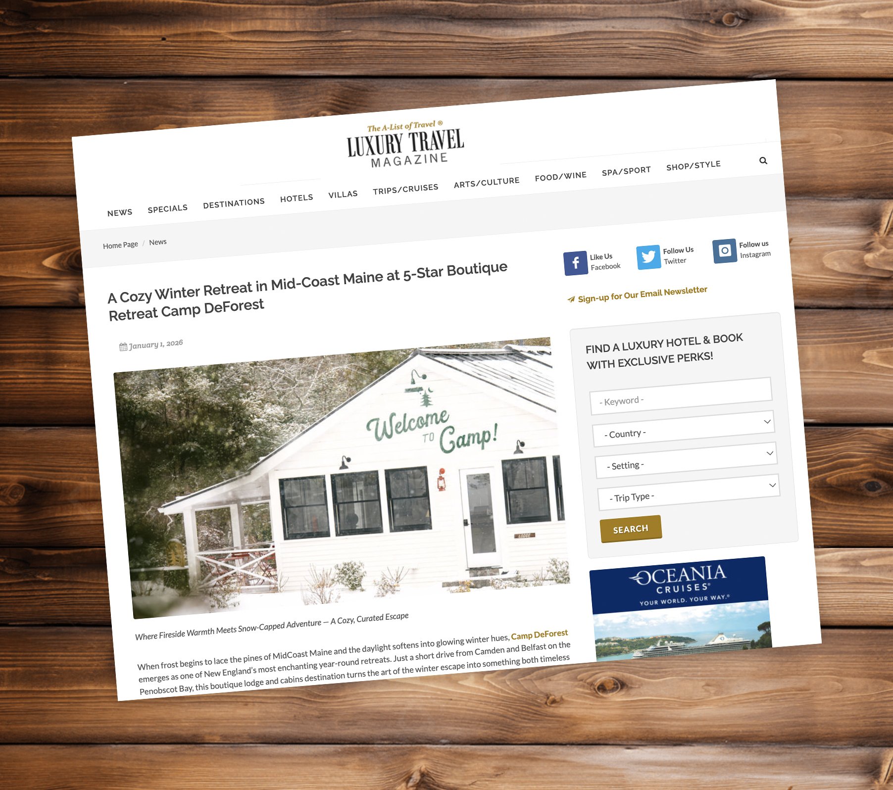 A Cozy Winter Retreat in Mid-Coast Maine at 5-Star Boutique Retreat Camp DeForest