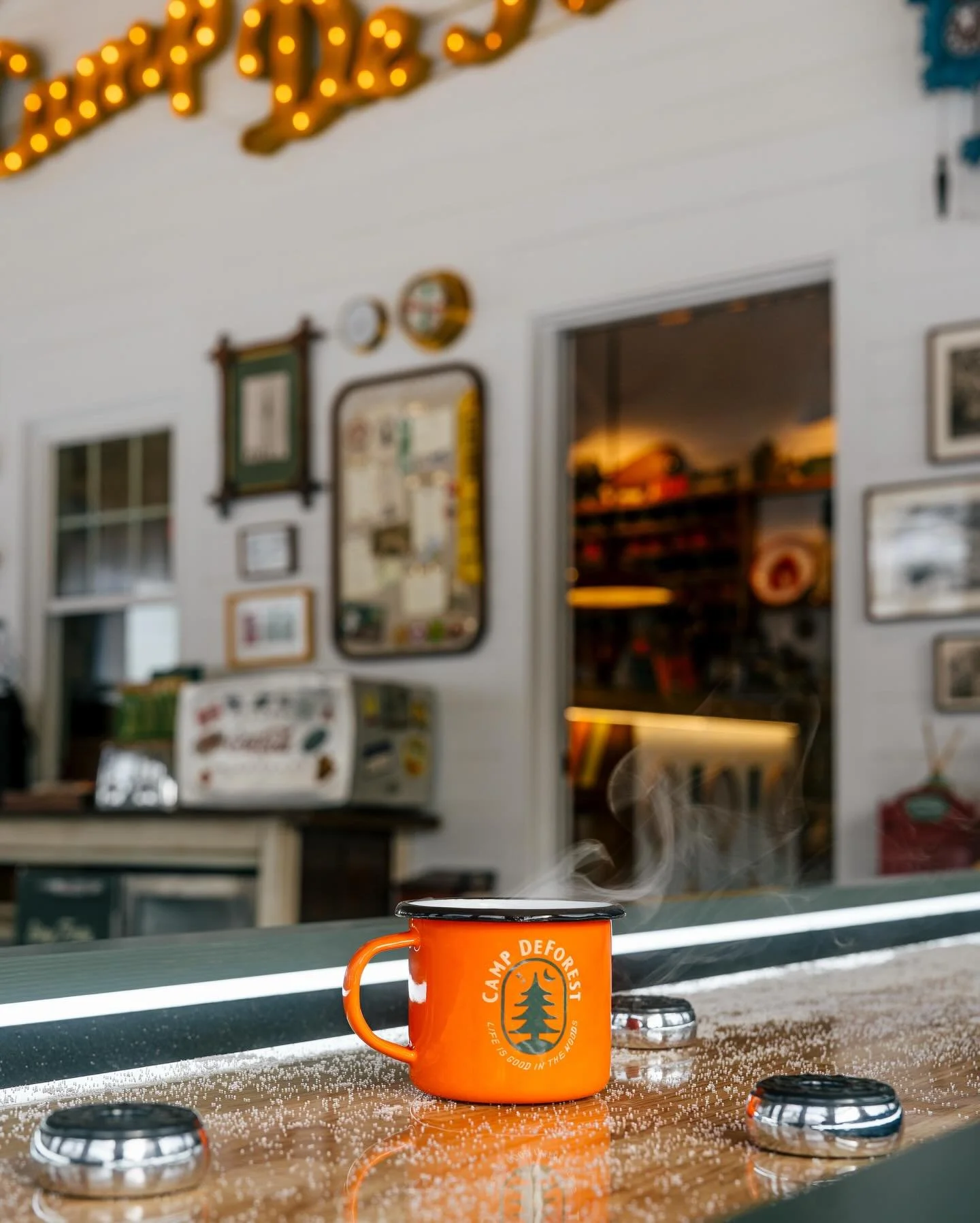 Stop in for some coffee, good company and a game or two of shuffle board. Open 7 days a week 8am to 8pm! @lanternbar #happyplace #maine #luxurylifestyle #vacation #snow
