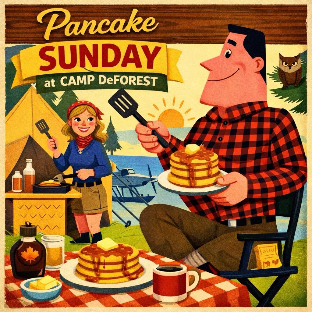 🥞 Pancake Sunday at Camp DeForest!

Rise and shine, campers &mdash; the griddle&rsquo;s hot and the syrup is flowing. In celebration of Maine Maple Sunday join us Sunday, March 22nd from 9:30am&ndash;1pm for a Camp DeForest special: Stacks of golden