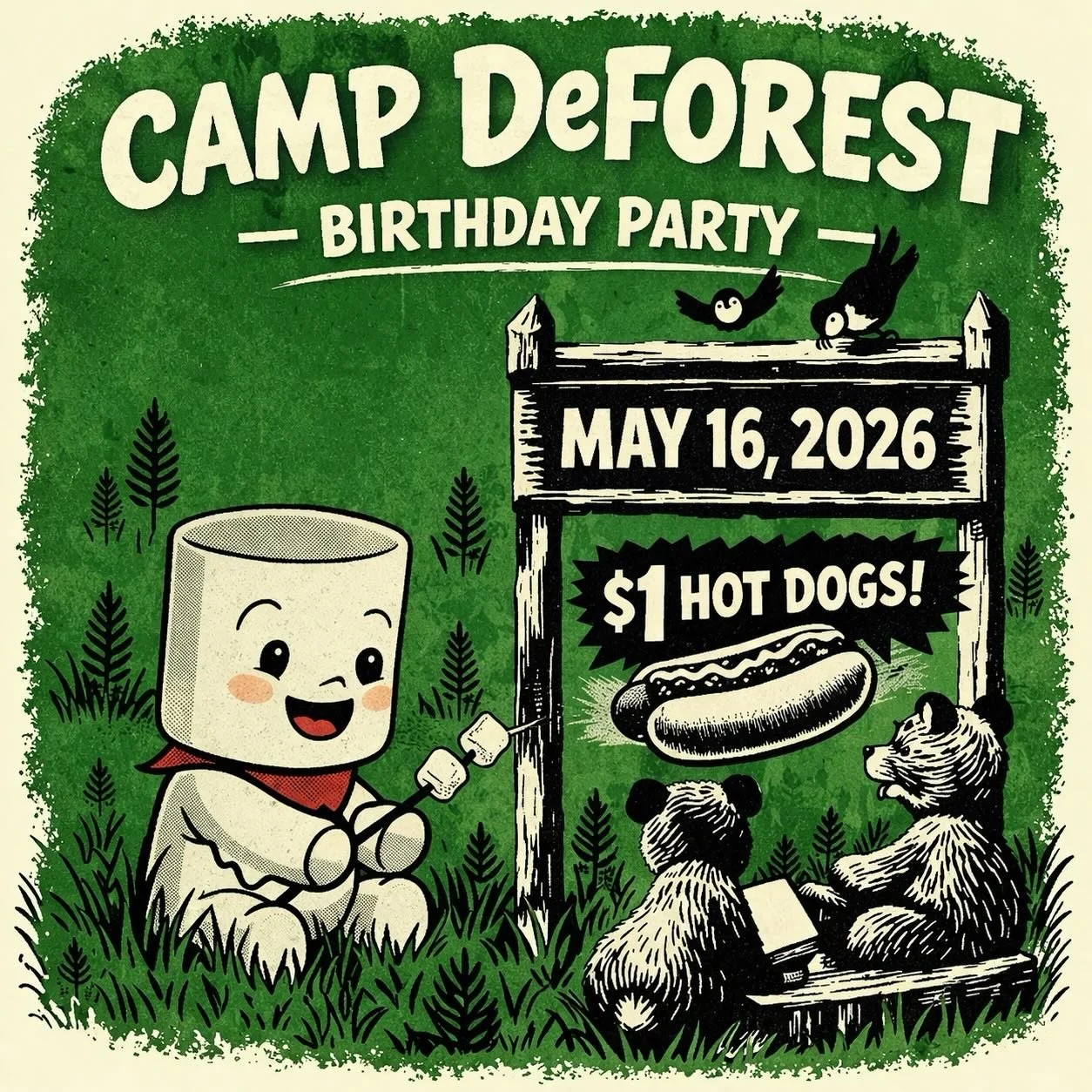 Camp DeForest 1 year celebration! Join us May 16th for $1 Hot Dogs in honor of being open 1 whole year (all year!) @campdeforestme #happyplace #camp #maine #vacationland