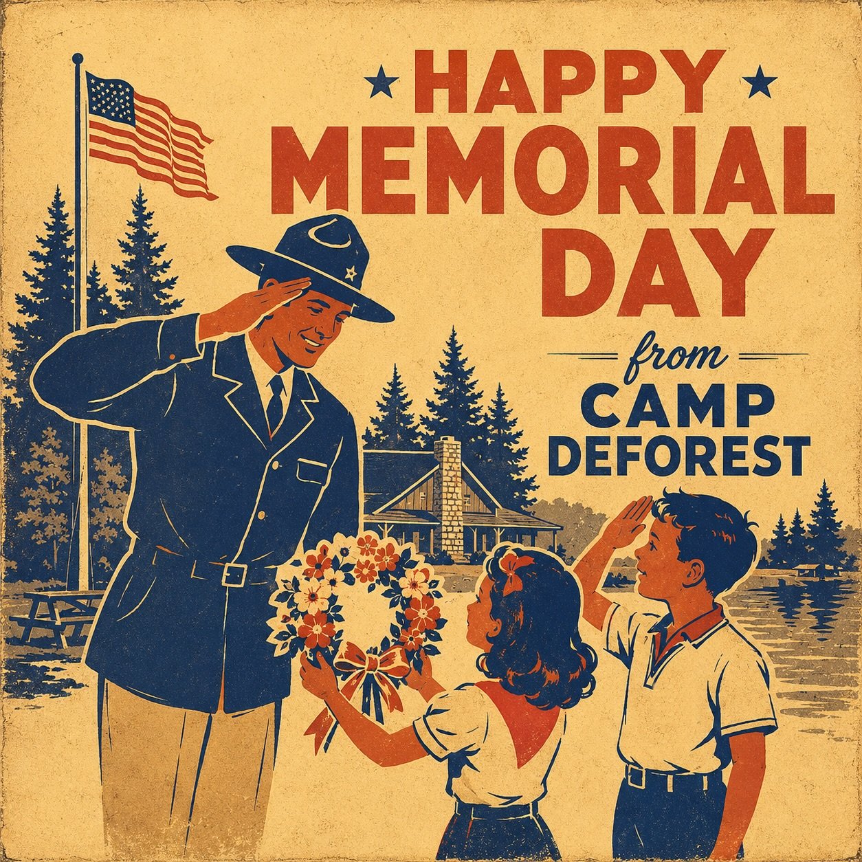Happy Memorial Day from Camp DeForest. 
Today we remember those who gave their lives in service to this country, and we honor them with gratitude and humility.

Their sacrifice reminds us that freedom is not only something we inherit &mdash; it is so