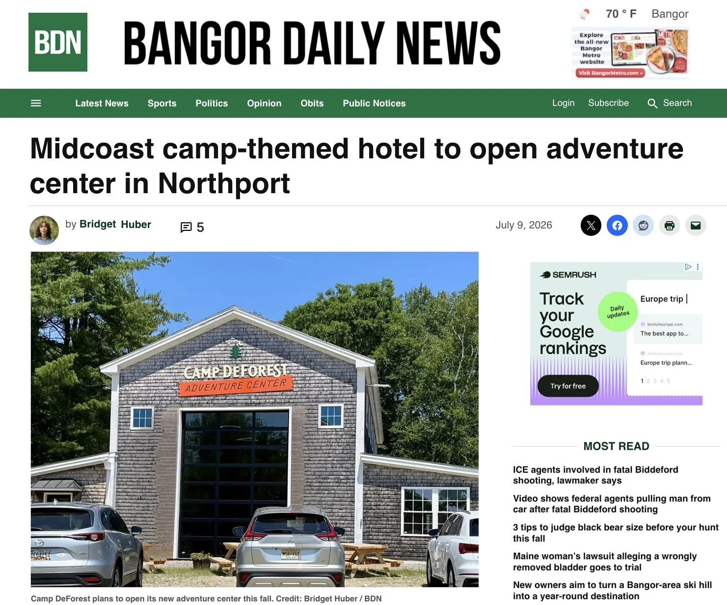 Midcoast camp-themed hotel to open adventure center in Northport