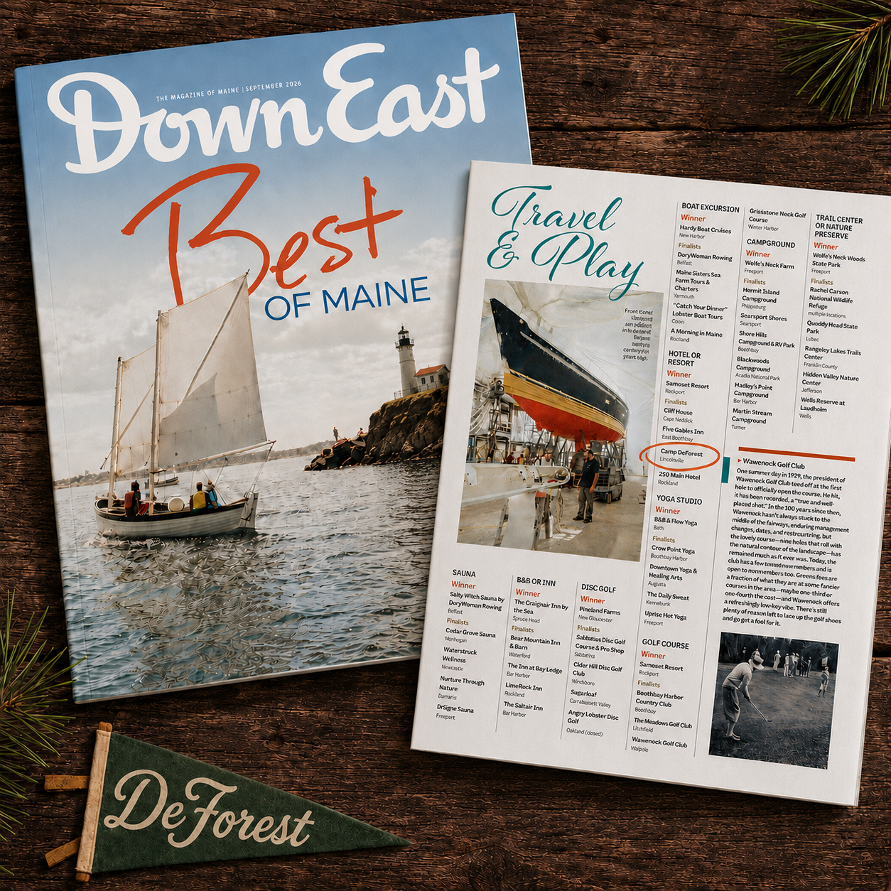 Down East Magazine’s 2026 Best of Maine: Camp DeForest - Finalist in Hotels &amp; Resorts  