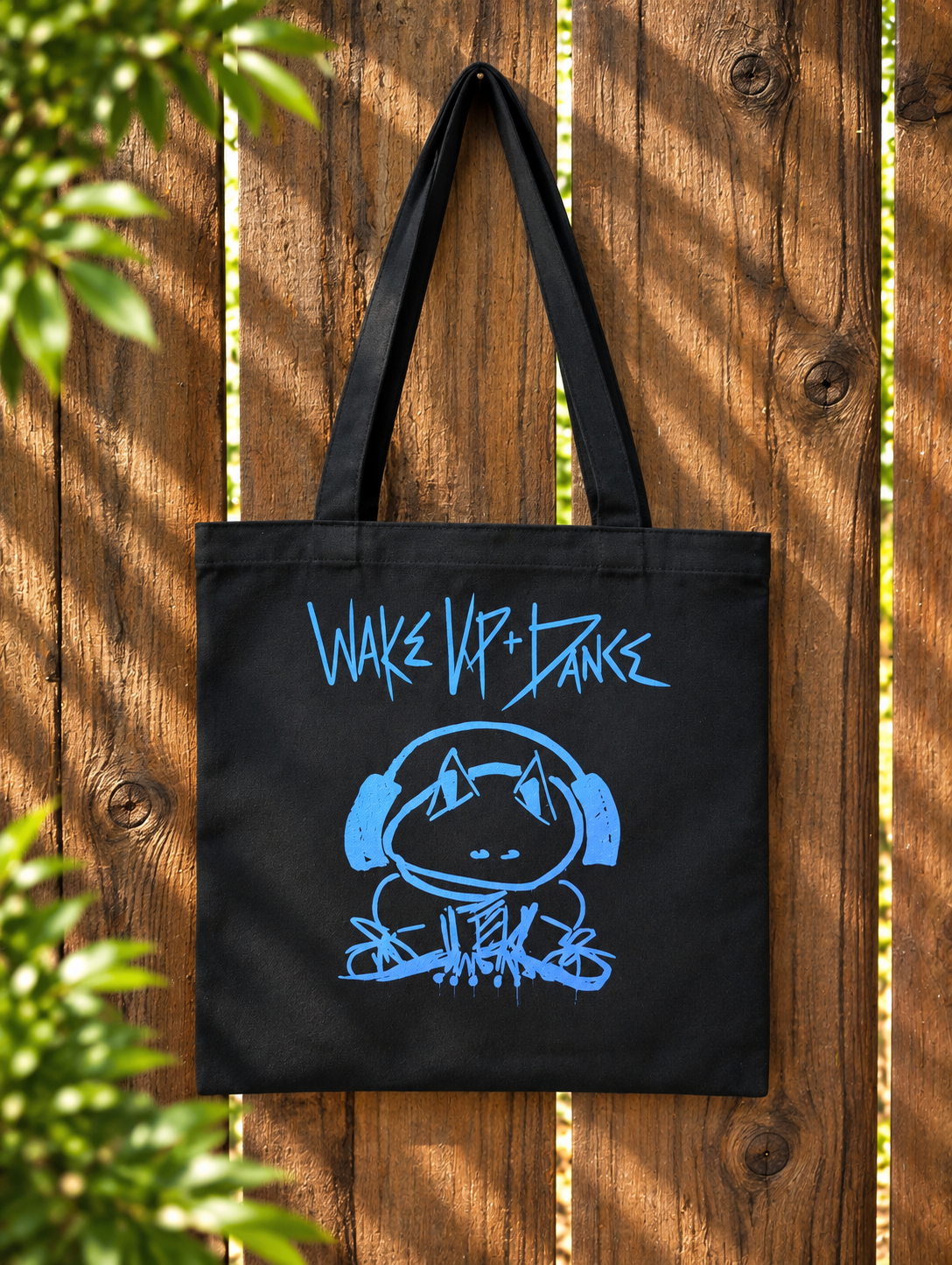 Wake Up + Dance Black Tote (Holographic Graphics)