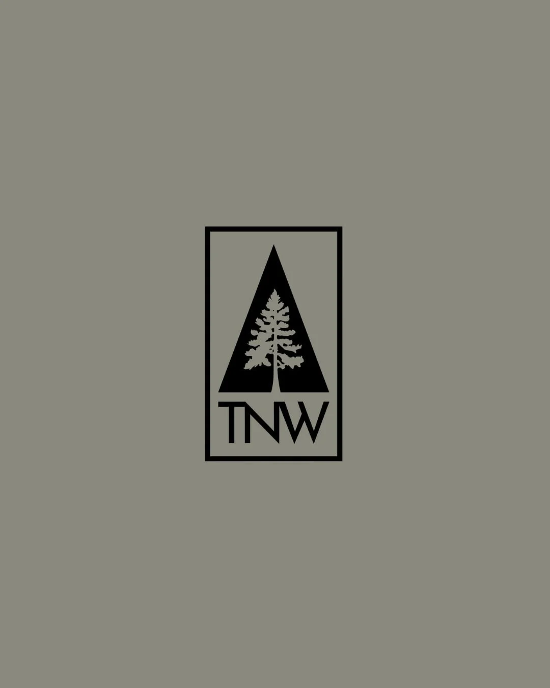 Black logo with a pine tree inside an upward-pointing triangle and the letters 'TNW' underneath, on a gray background.