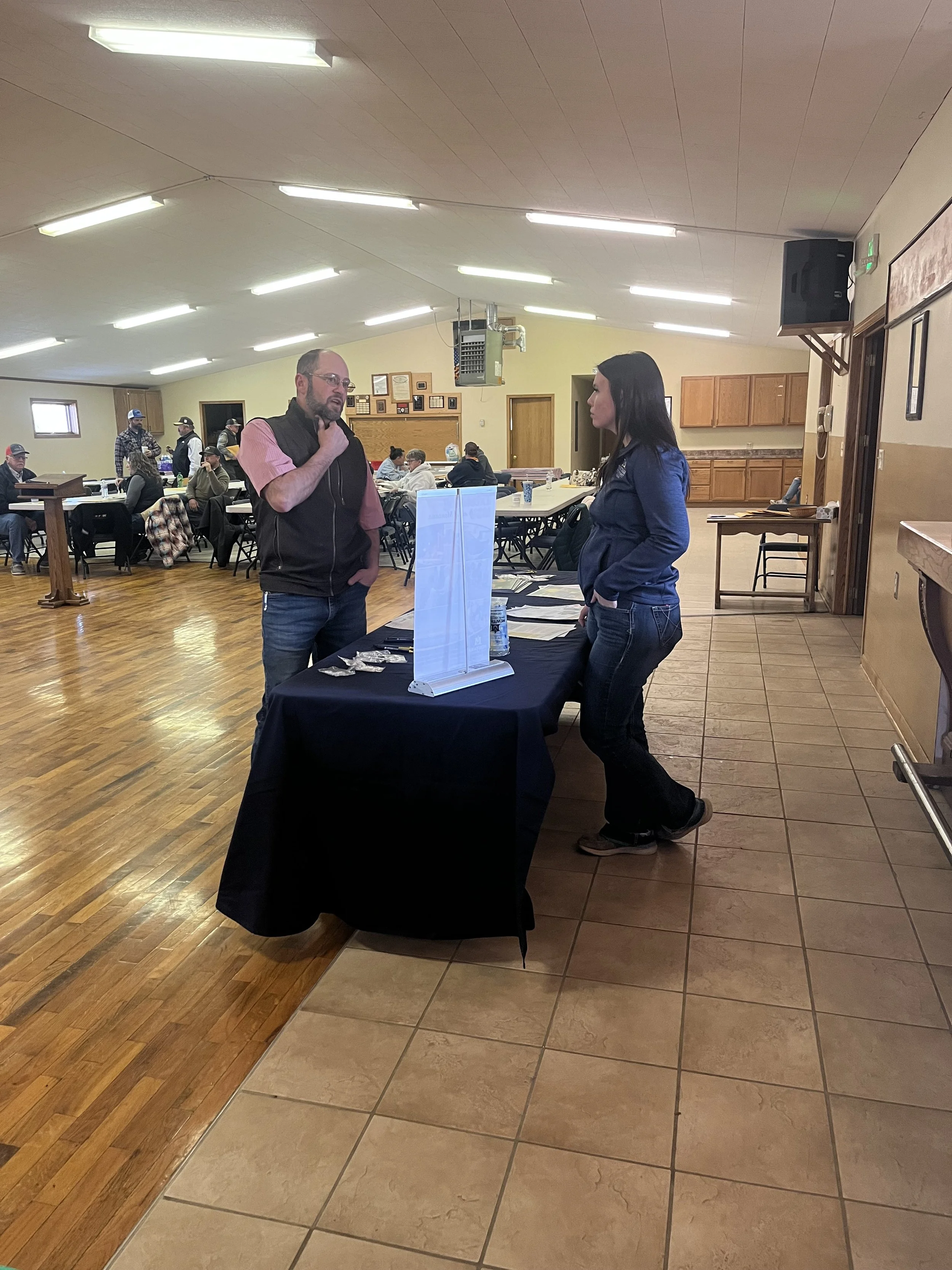 January 30, 2025 - Local Working Group Meeting MSU Extension Agent Teo Sinks talking to a producer 