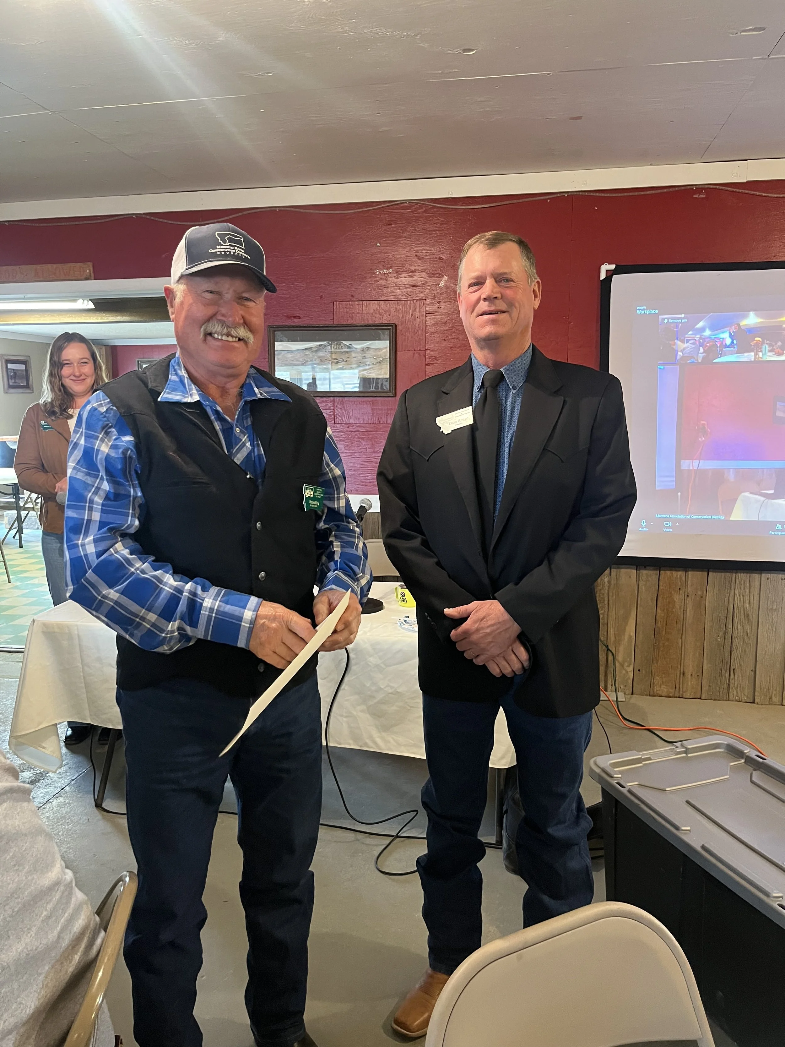 Monte Billing receiving a supervisor award for being on the GCCD board for 35 years. 
October 1, 2024 Area 1 Meeting in Culbertson, MT 