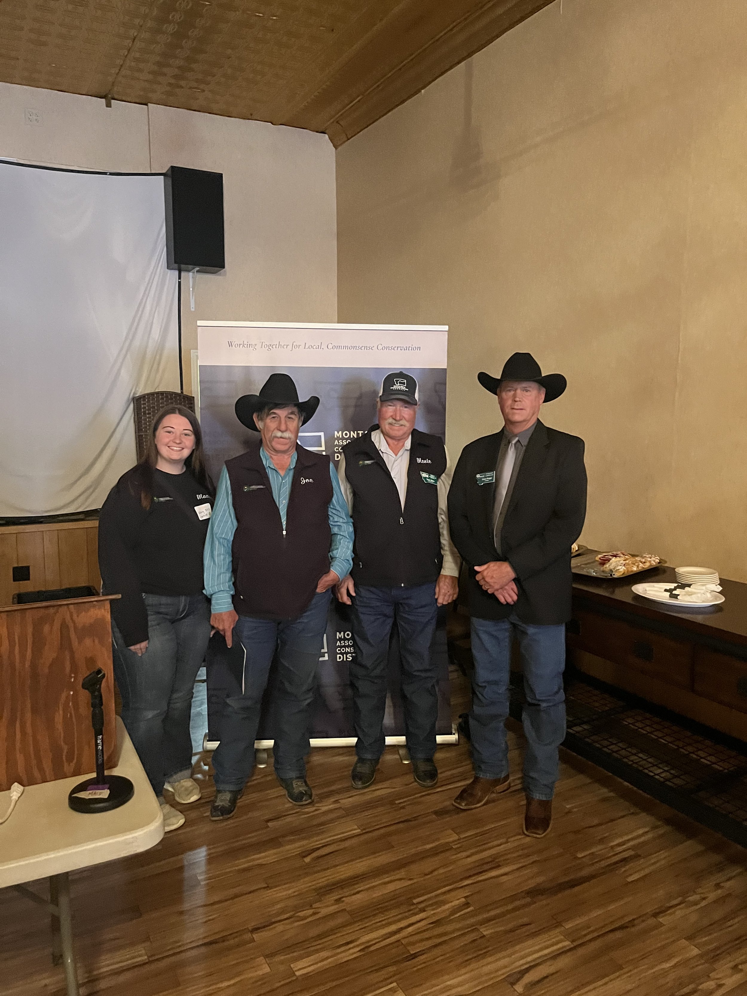 L to R: Macy Bliss, Joe Gibson, Monte Billing, and Dean Rogge 
September 24, 2025 Area 1 Meeting in Plentywood, MT 