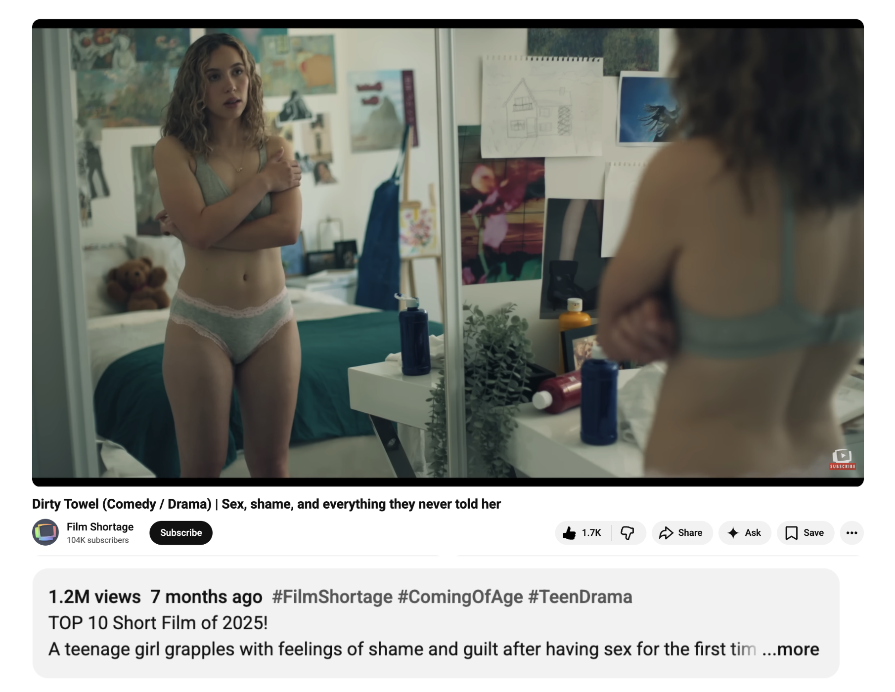 Dirty Towel Short Hits 1.2 Million Views!