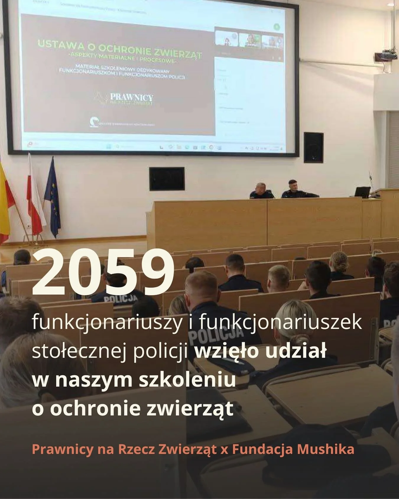 Przeszkoliliśmy aż 2️⃣0️⃣5️⃣9️⃣ funkcjonariuszek i funkcjonariuszy z Komendy Stołecznej Policji w Warszawie @policja_ksp! 👮&zwj;♀️🐾

Wsp&oacute;łpracując jako Stowarzyszenie @prawnicy_zwierzat z @fundacjamushika zorganizowaliśmy szkolenie online po