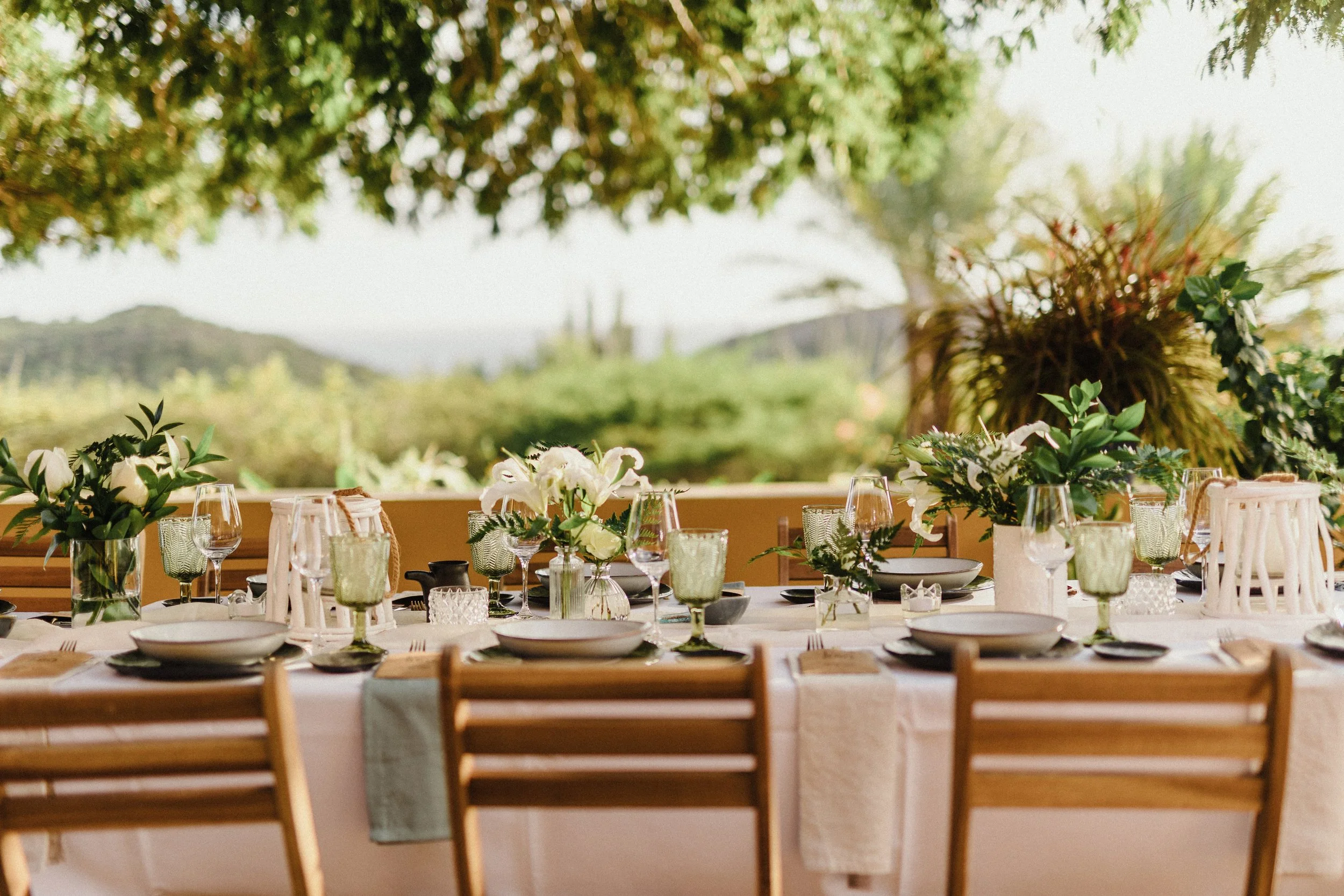 Private Dinner Setting Styling green beige landhuis san nicolas