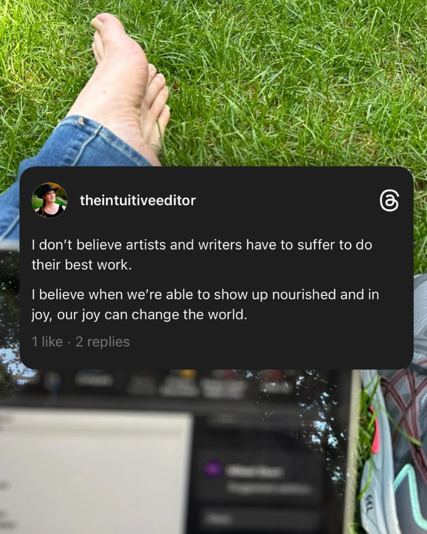 When you do what you love, you nourish yourself. When you nourish yourself, you can show up more fully in that love. 

And doing what you love&mdash;being and acting from your joy as often as possible&mdash;can change the world&hellip; starting with 