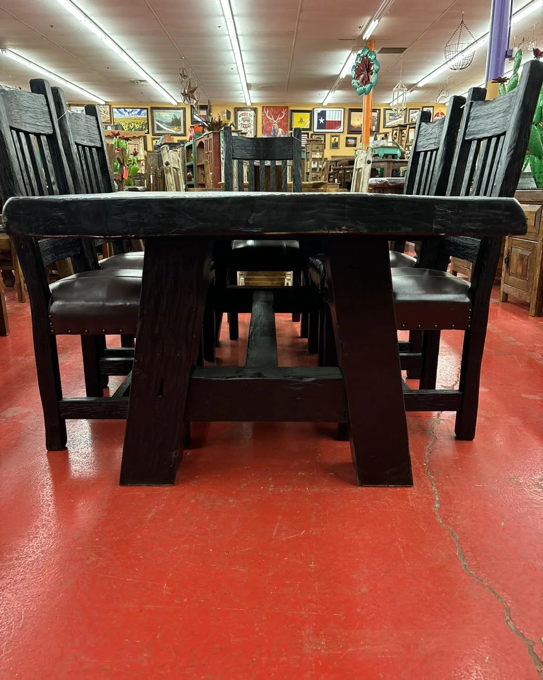 Check out this table! Located at our New Braunfels location, but can be shipped to Weatherford. 

Texascasadecor.com