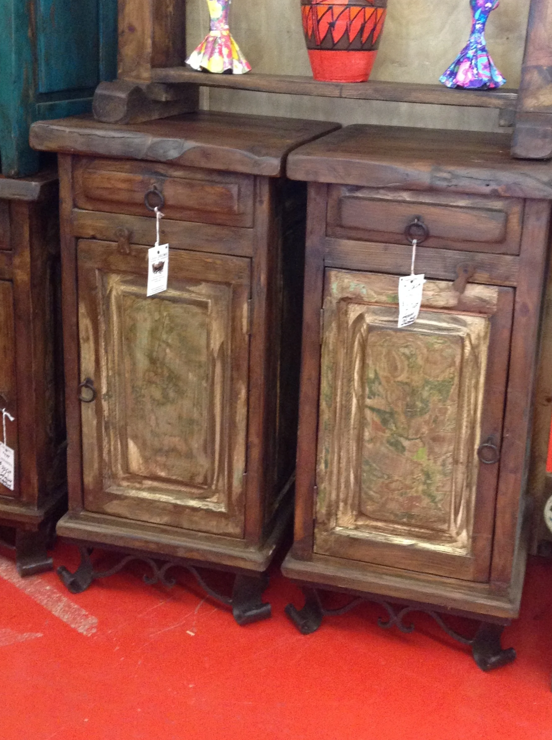 Mesquite Nightstands with Iron Legs