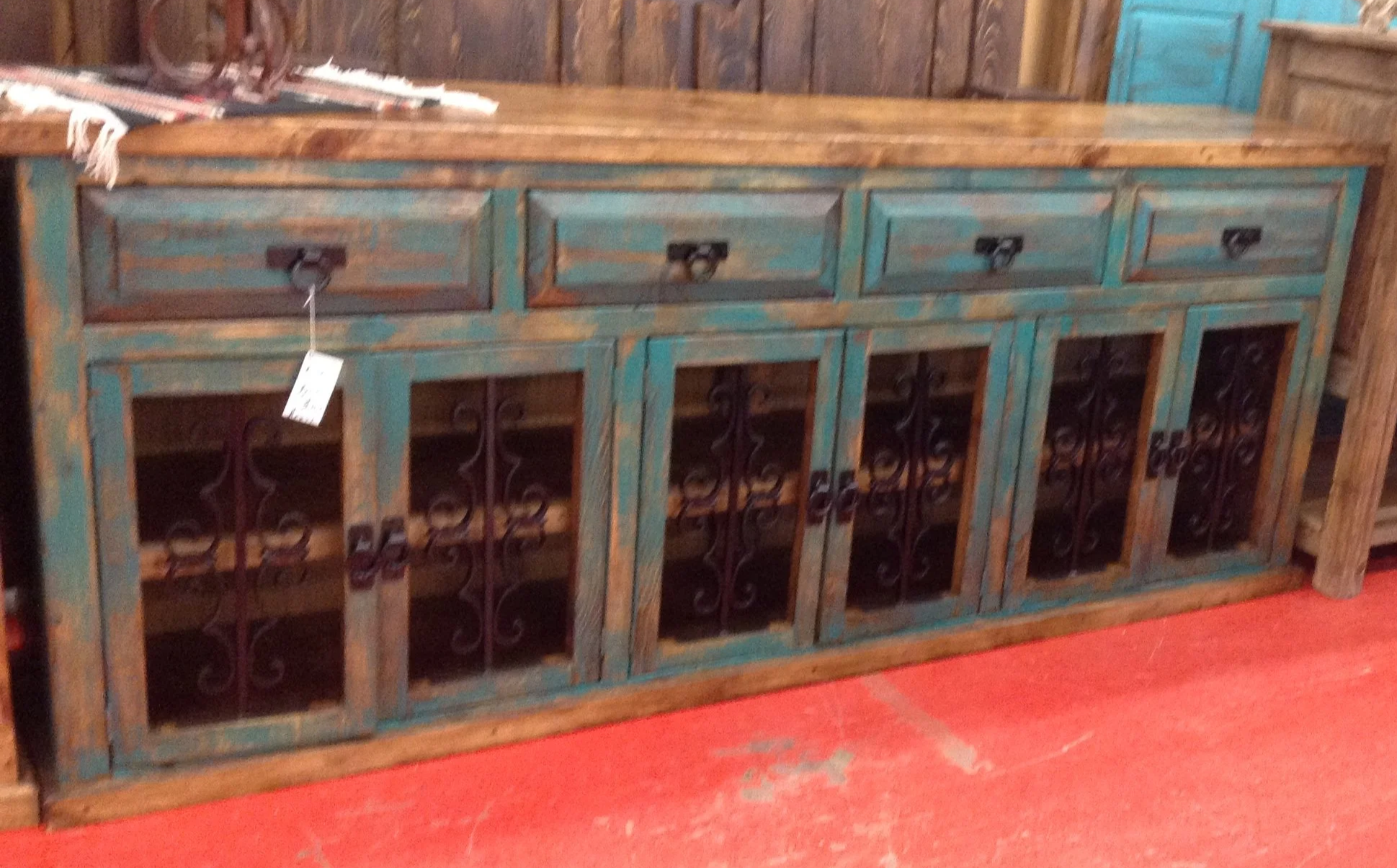 9' Turquoise Iron Buffet